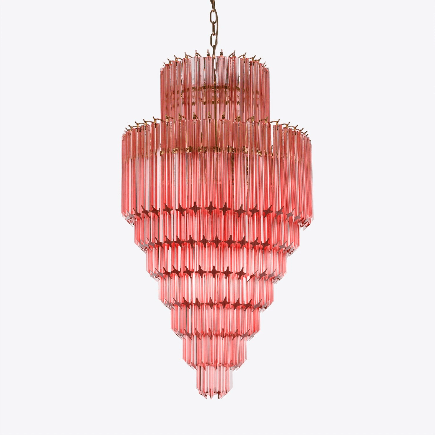 Aurora Chandelier Amber Diamond Glass Layered Retro-Neutral Decor