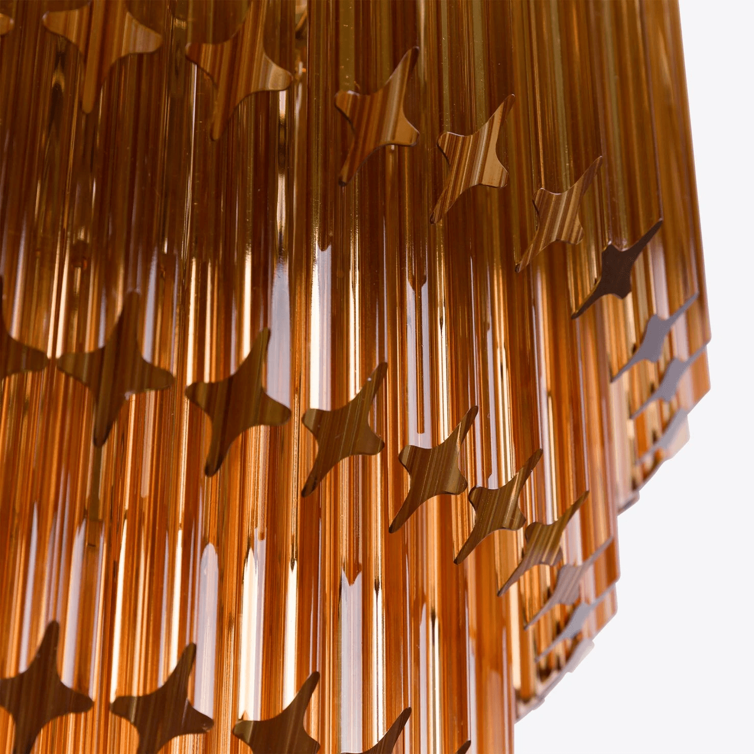 Aurora Chandelier Amber Diamond Glass Layered Retro-Neutral Decor