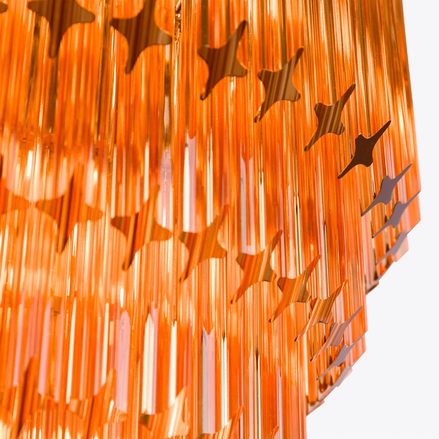 Aurora Chandelier Amber Diamond Glass Layered Retro-Neutral Decor