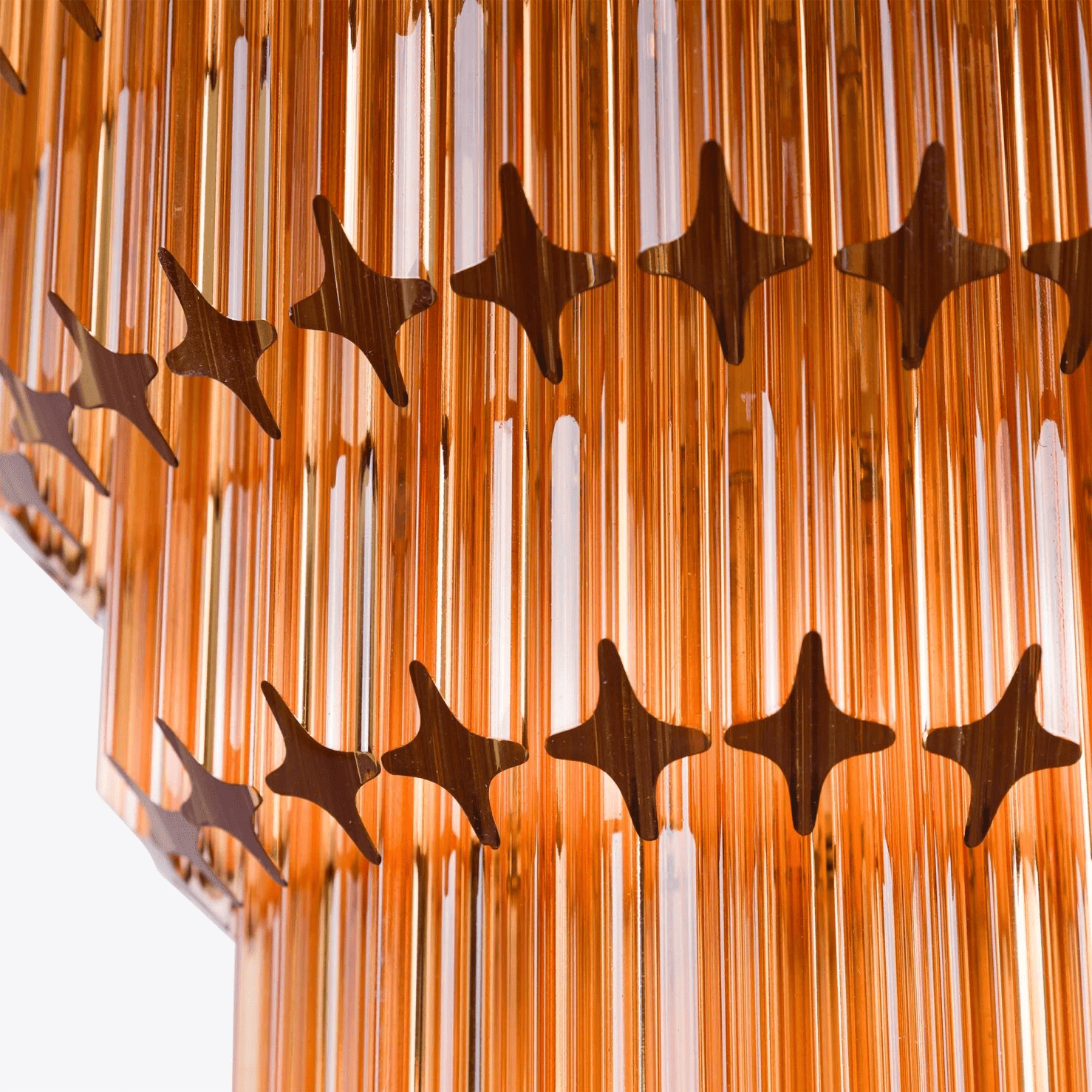 Aurora Chandelier Amber Diamond Glass Layered Retro-Neutral Decor