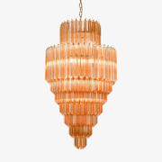 Aurora Chandelier Amber Diamond Glass Layered Retro-Neutral Decor