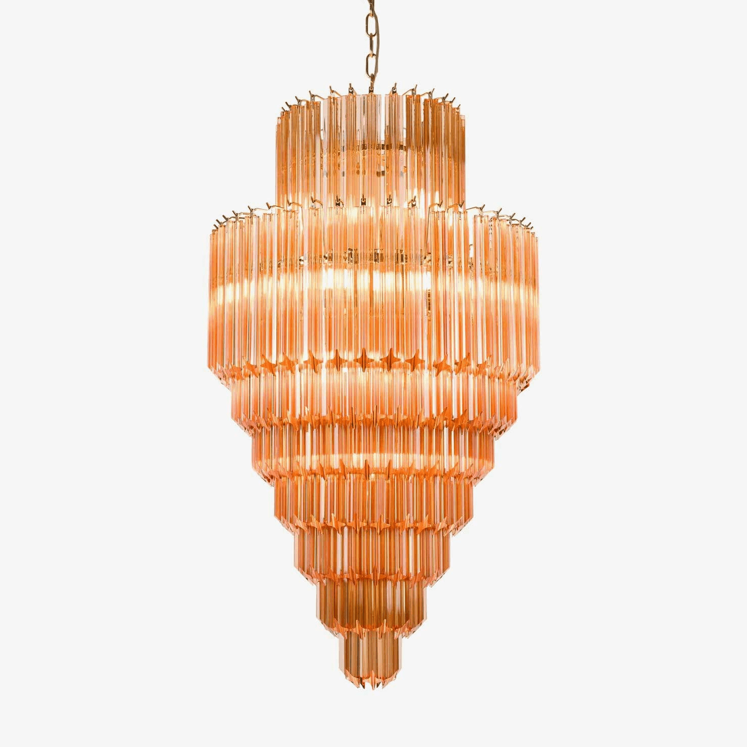 Aurora Chandelier Amber Diamond Glass Layered Retro-Neutral Decor