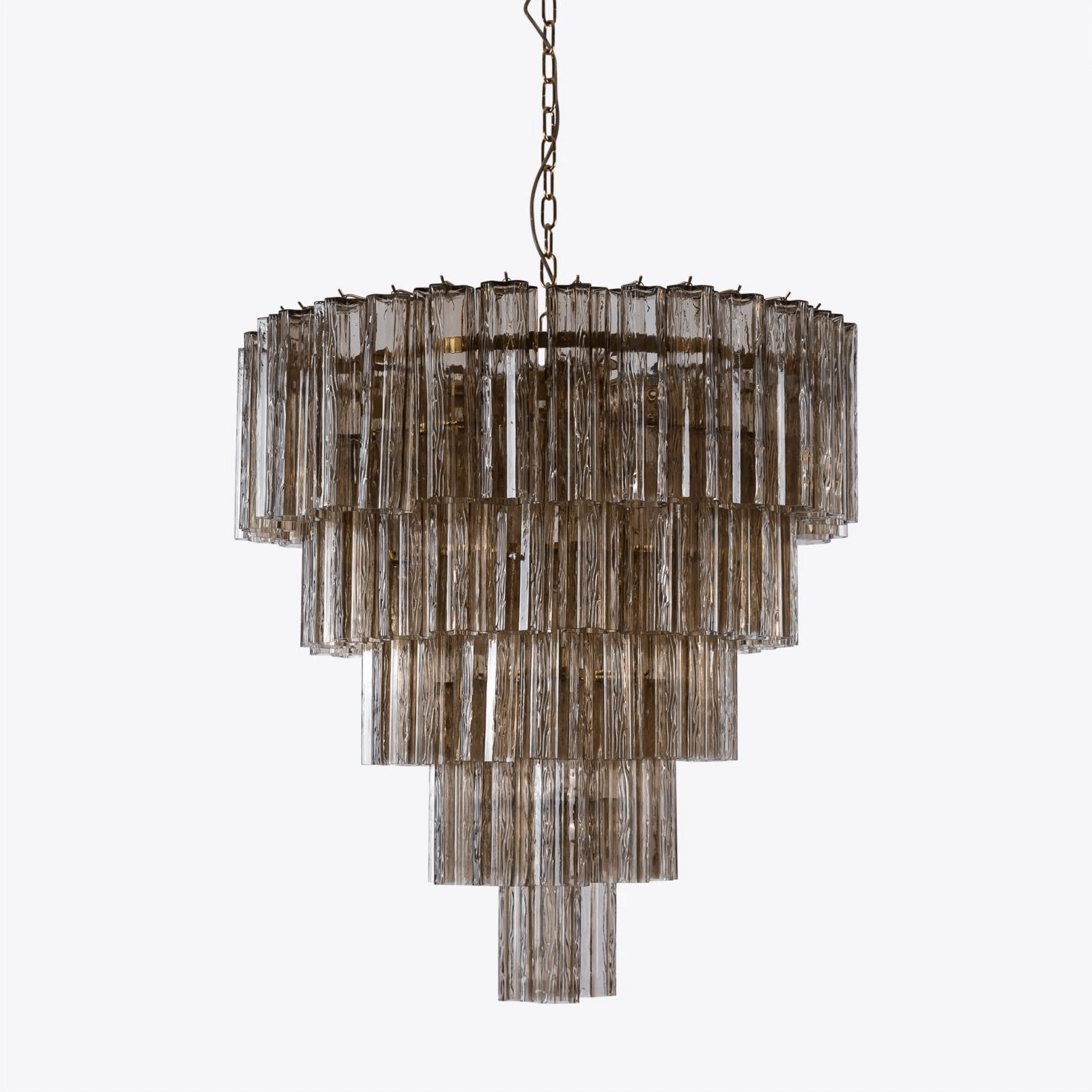 Aurora Chandelier Five Tier Fluted Glass Grande Mid Century-Neutral Decor