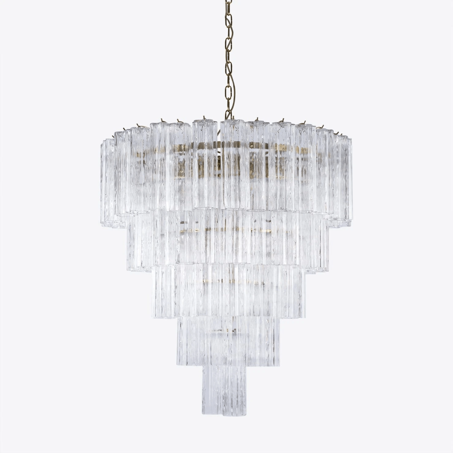 Aurora Chandelier Five Tier Fluted Glass Grande Mid Century-Neutral Decor