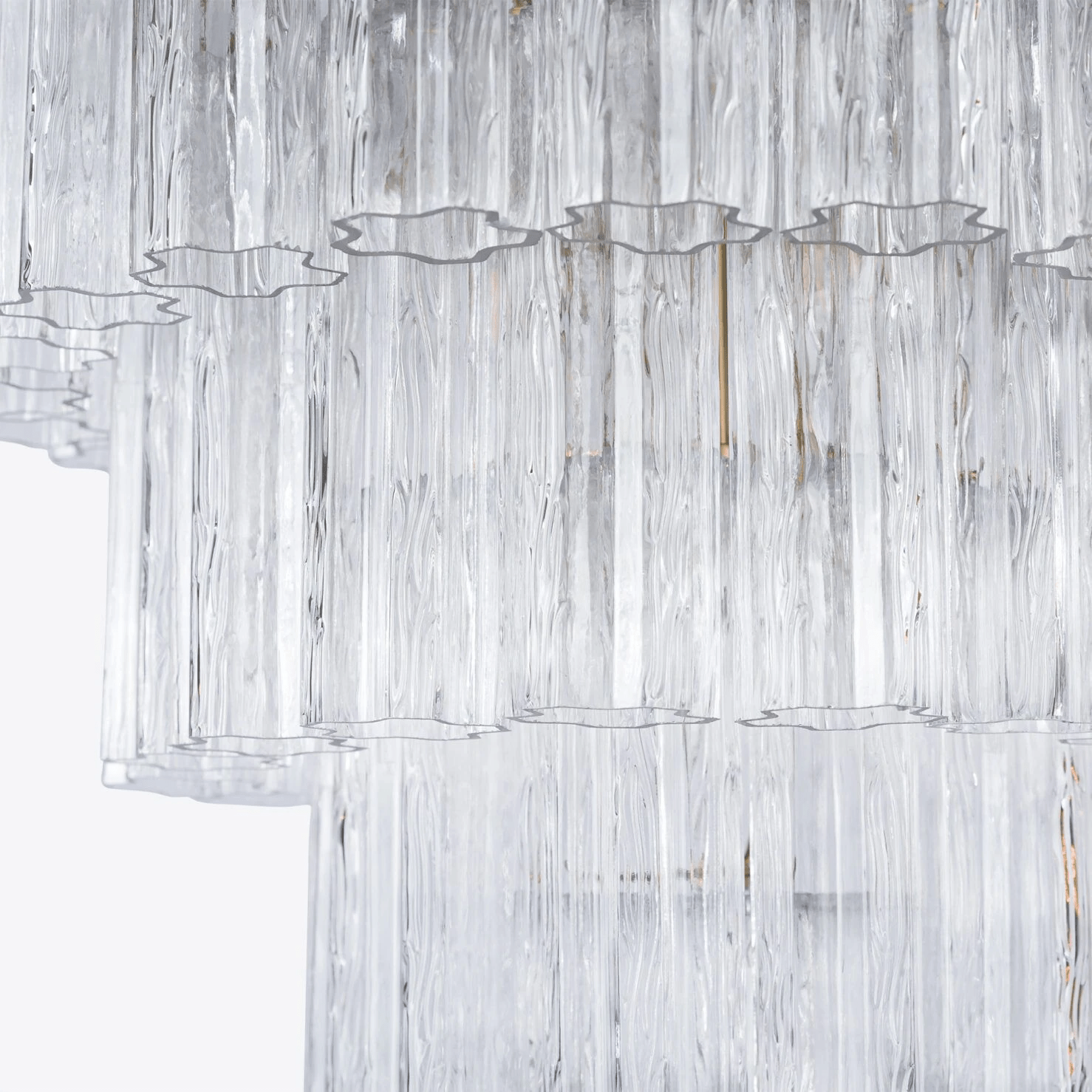 Aurora Chandelier Five Tier Fluted Glass Grande Mid Century-Neutral Decor