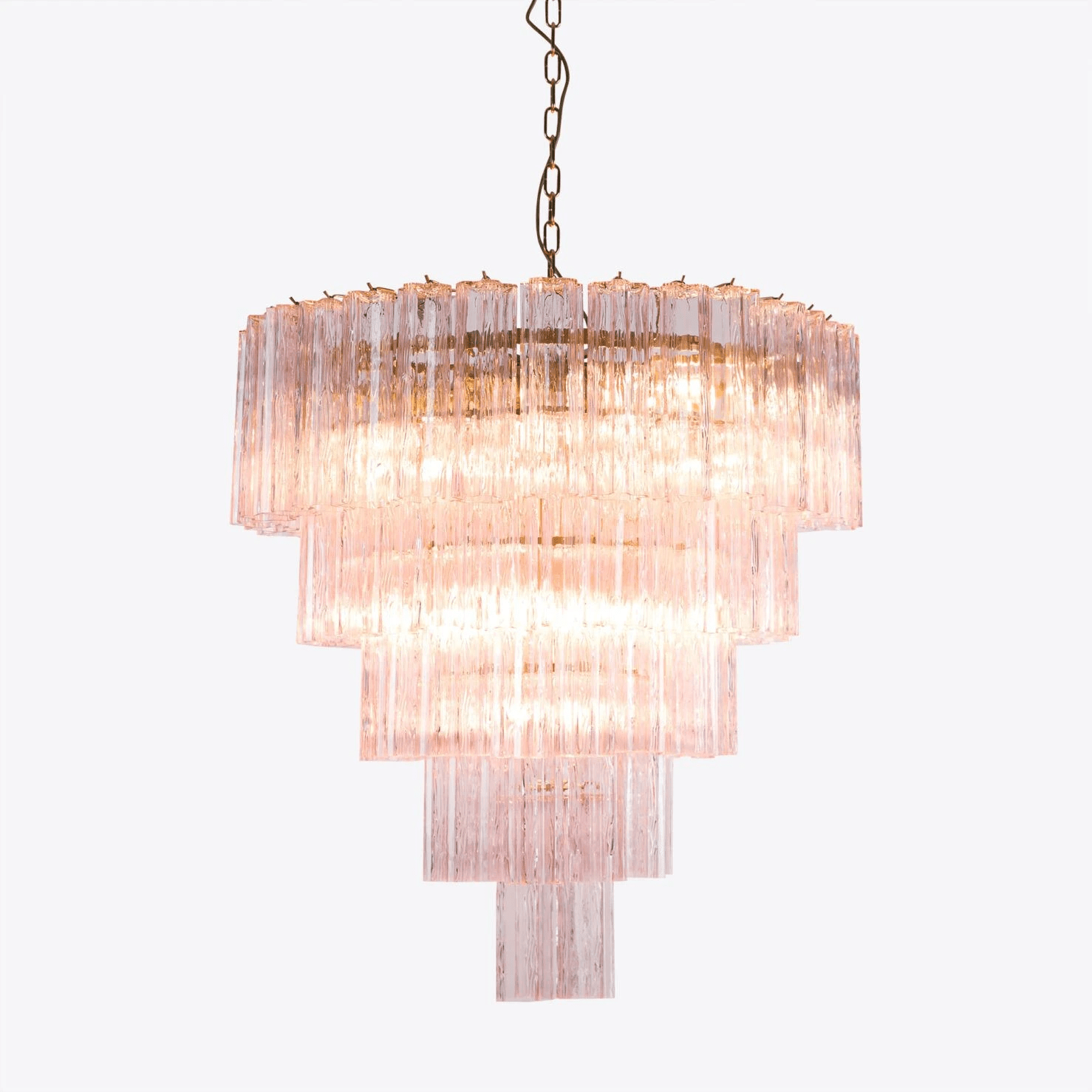 Aurora Chandelier Five Tier Fluted Glass Grande Mid Century-Neutral Decor