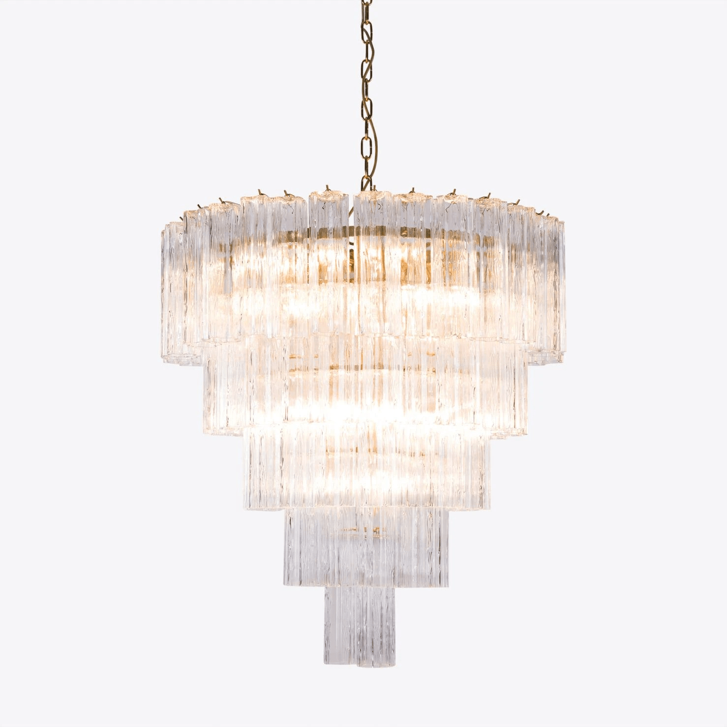 Aurora Chandelier Five Tier Fluted Glass Grande Mid Century-Neutral Decor