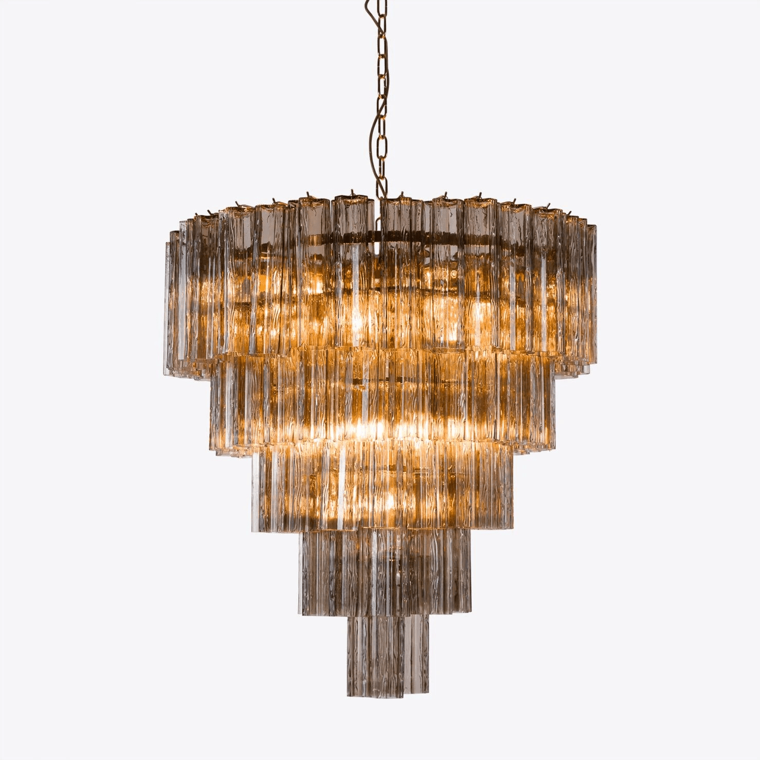 Aurora Chandelier Five Tier Fluted Glass Grande Mid Century-Neutral Decor