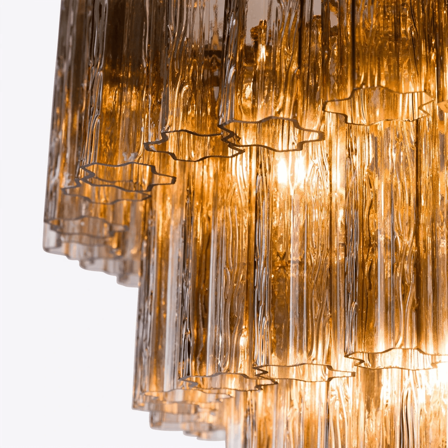 Aurora Chandelier Five Tier Fluted Glass Grande Mid Century-Neutral Decor