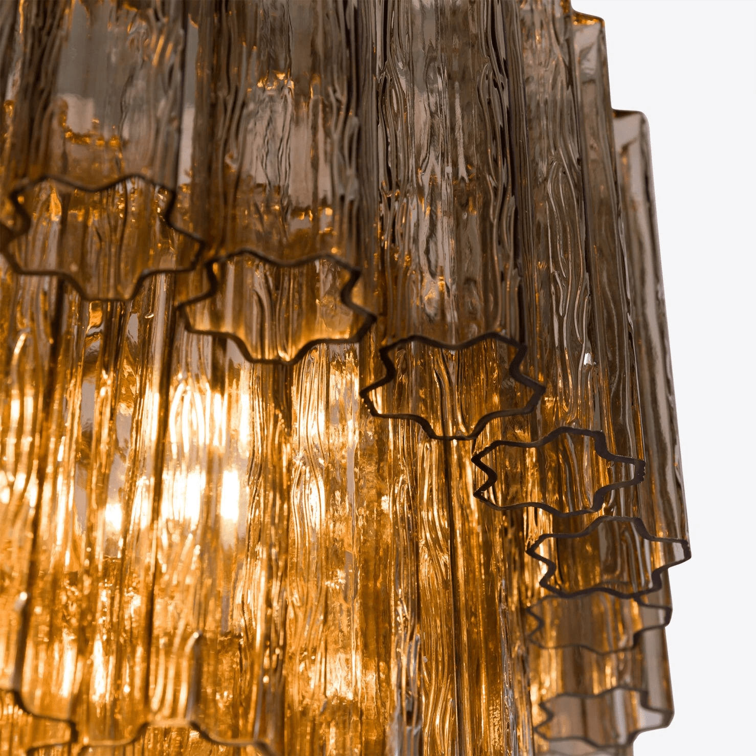 Aurora Chandelier Five Tier Fluted Glass Grande Mid Century-Neutral Decor