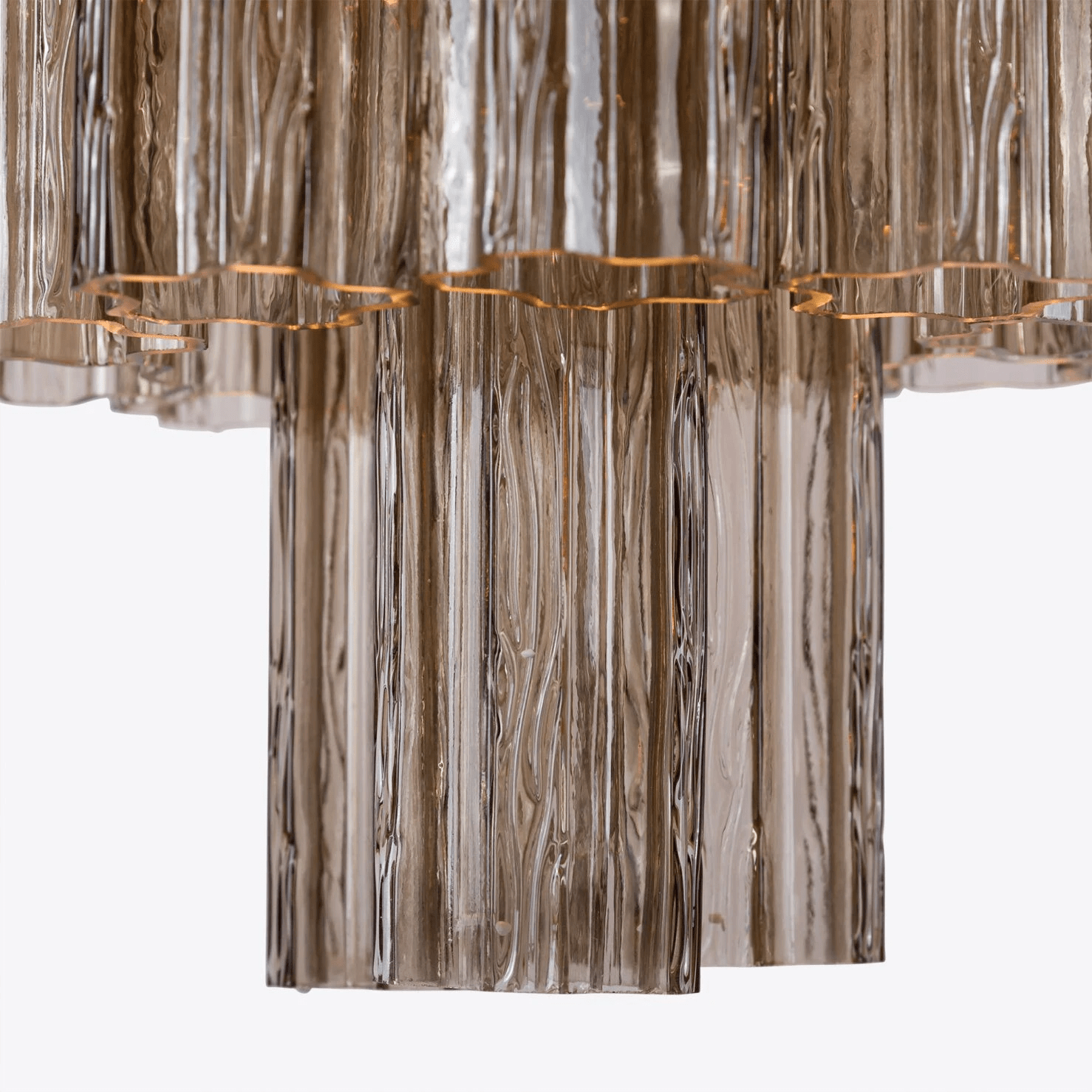 Aurora Chandelier Five Tier Fluted Glass Grande Mid Century-Neutral Decor