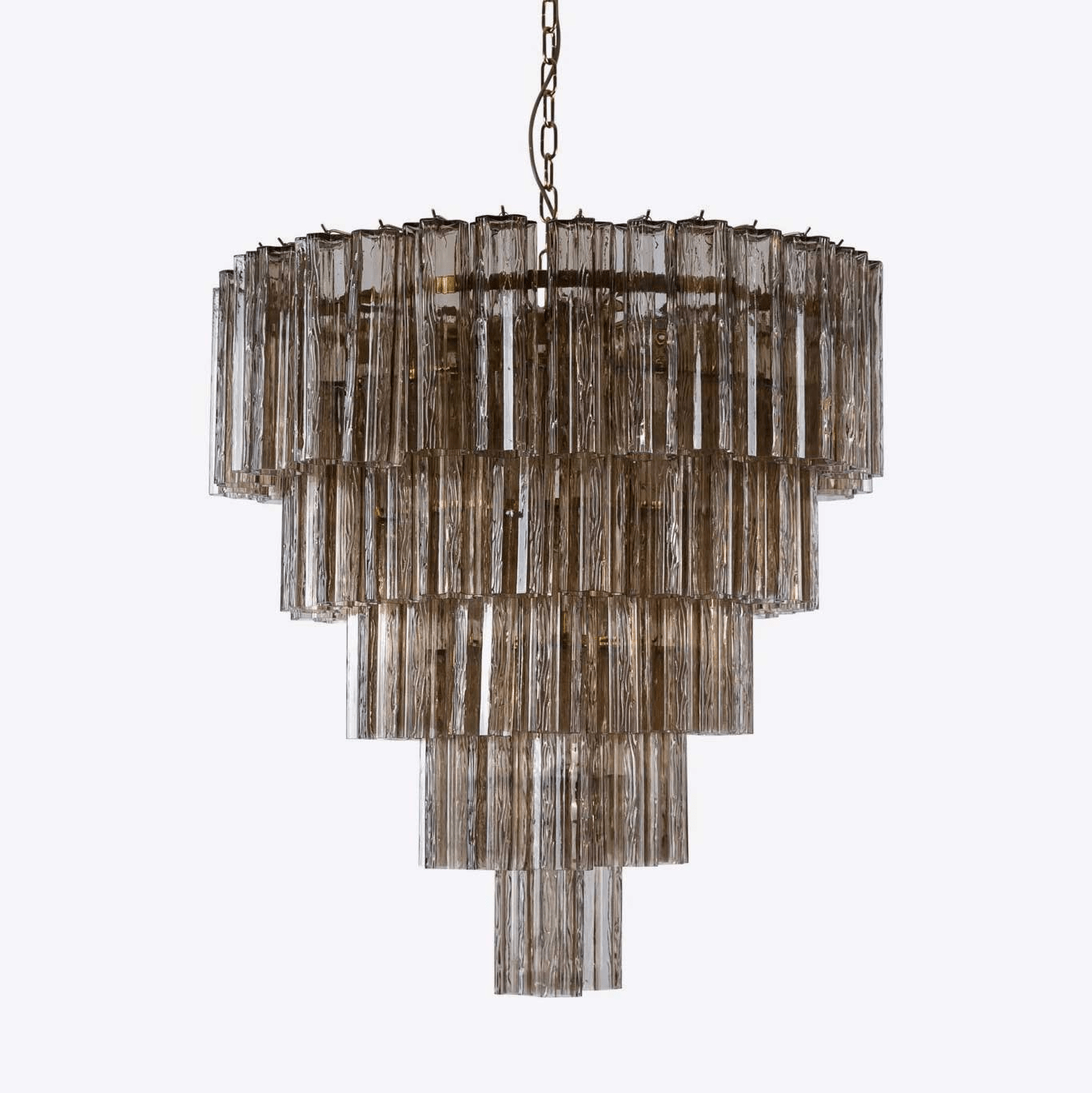 Aurora Chandelier Five Tier Fluted Glass Grande Mid Century-Neutral Decor