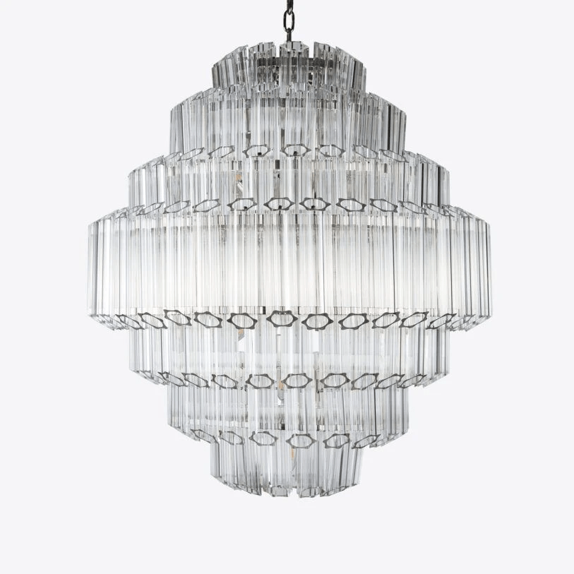 Aurora Chandelier Clear Glass Tube Layered Grande Vintage-Neutral Decor