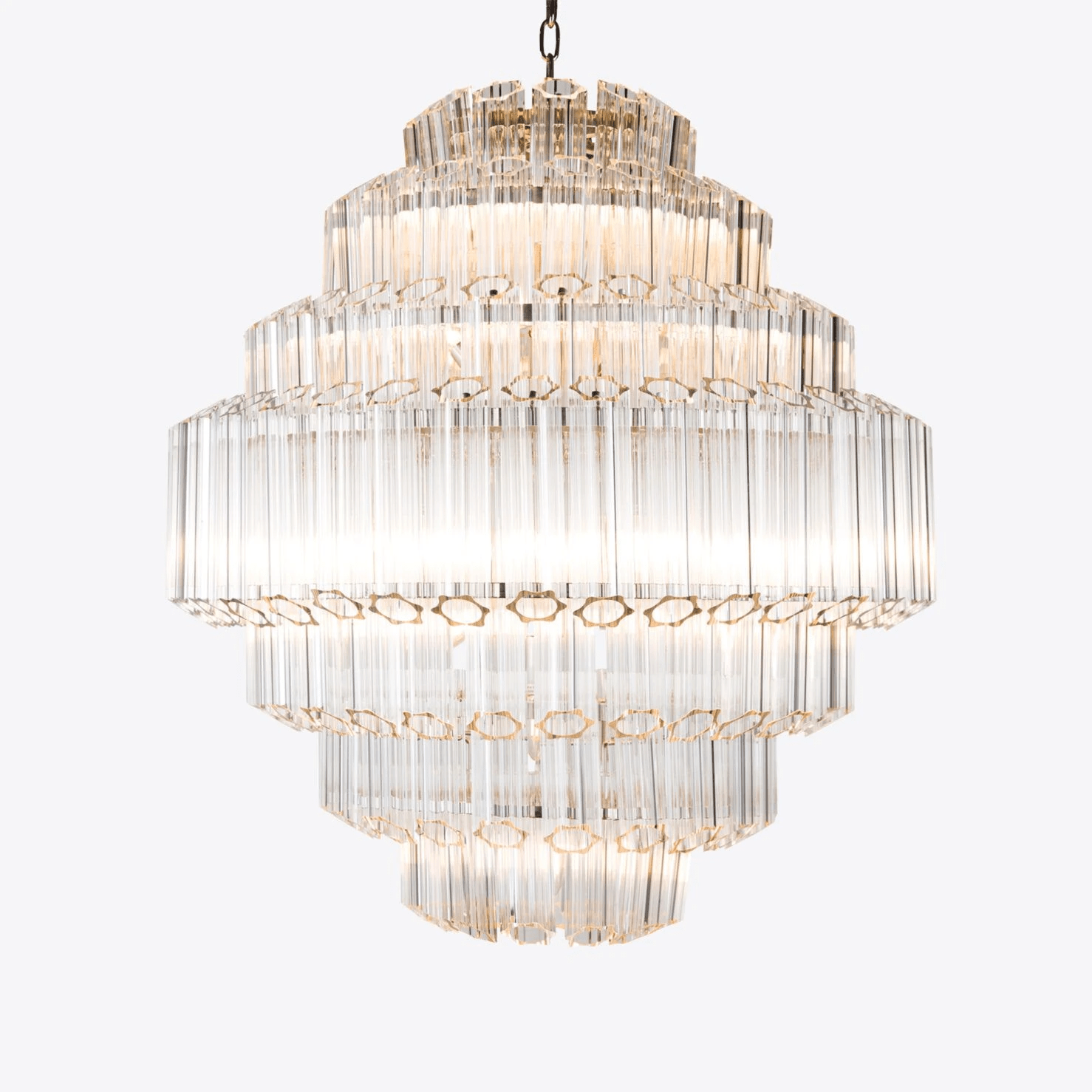 Aurora Chandelier Clear Glass Tube Layered Grande Vintage-Neutral Decor