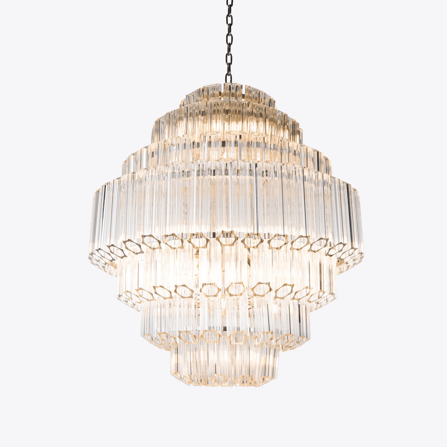 Aurora Chandelier Clear Glass Tube Layered Grande Vintage-Neutral Decor