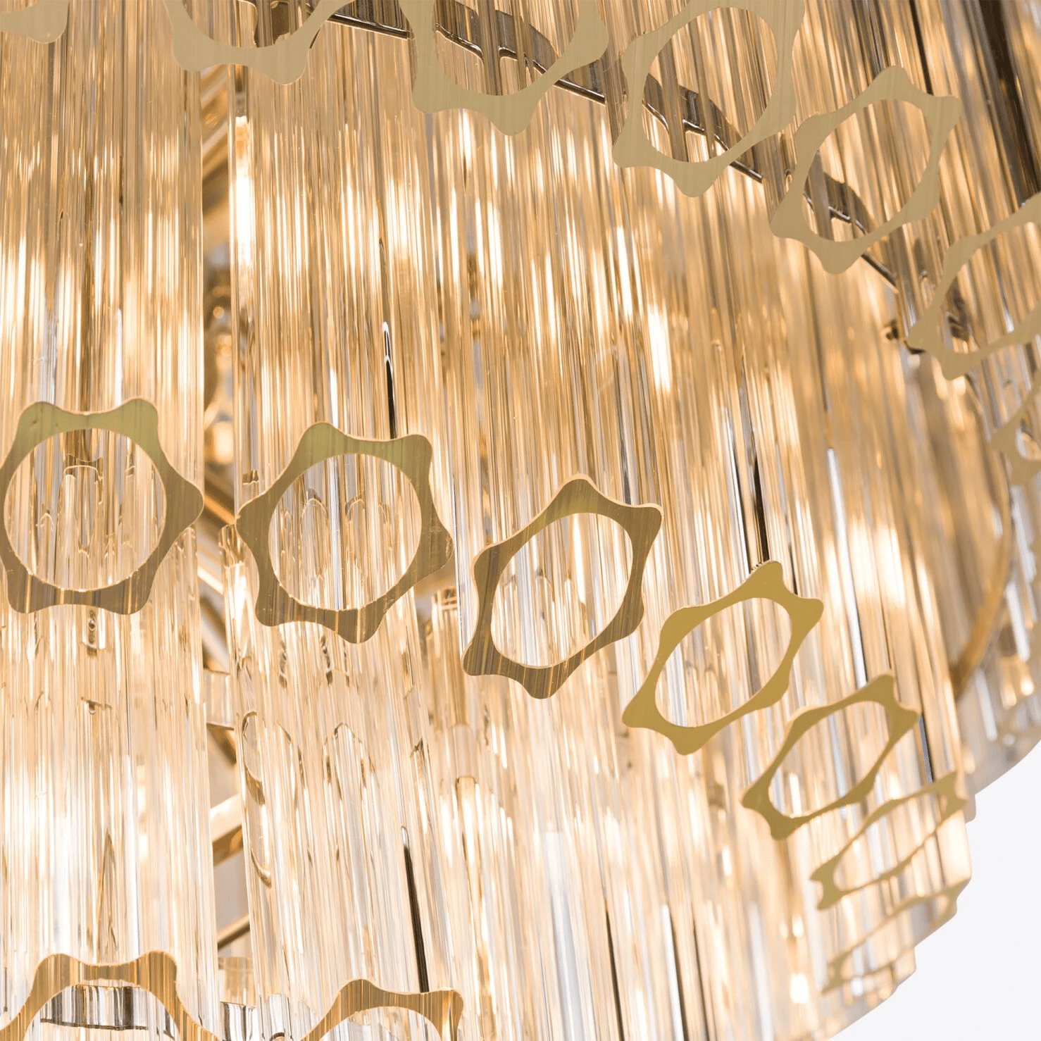 Aurora Chandelier Clear Glass Tube Layered Grande Vintage-Neutral Decor