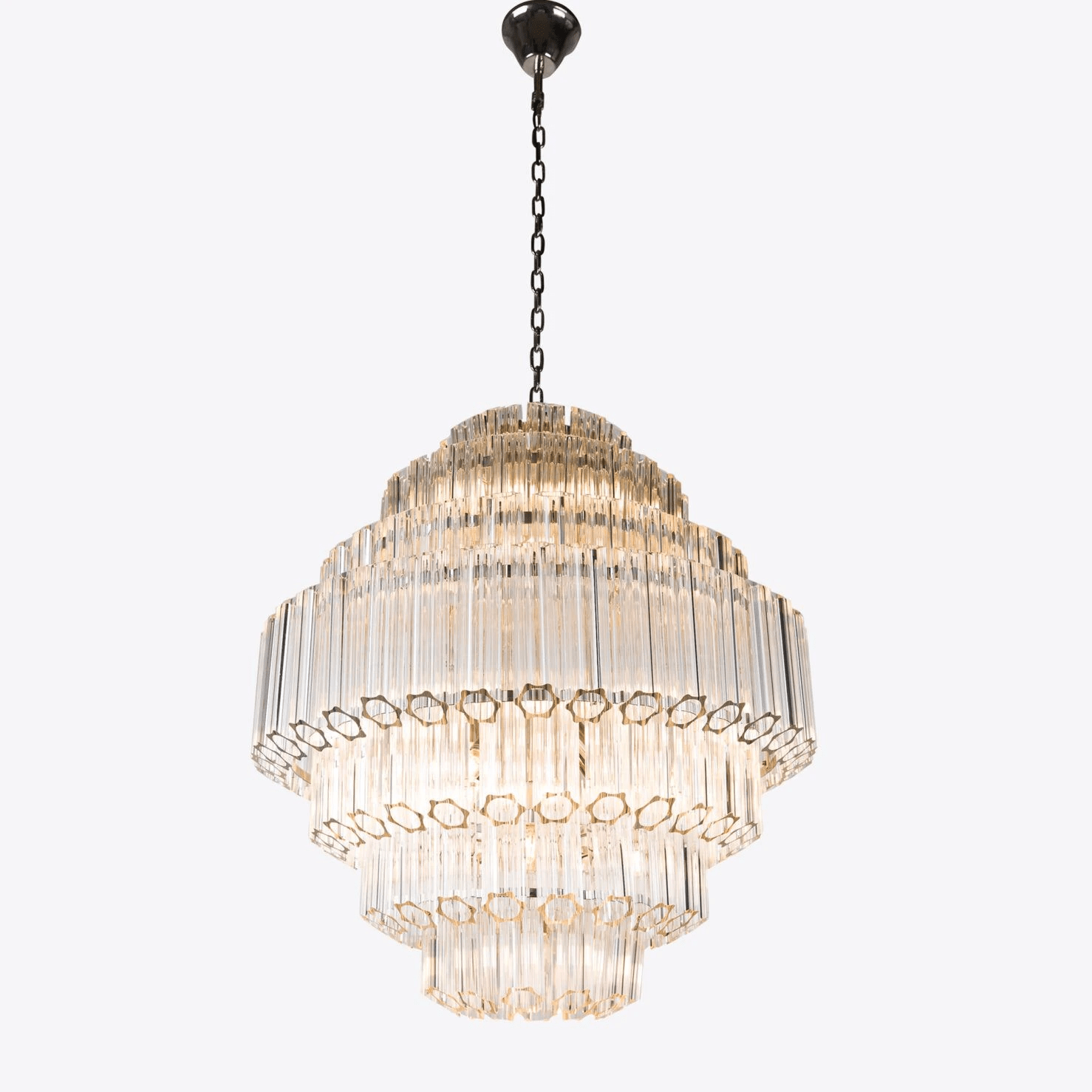 Aurora Chandelier Clear Glass Tube Layered Grande Vintage-Neutral Decor