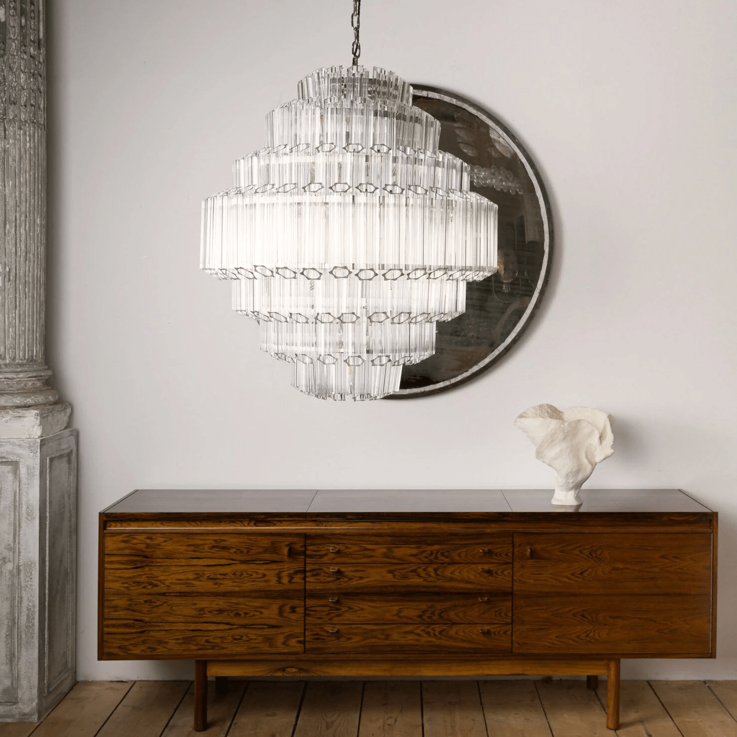 Aurora Chandelier Clear Glass Tube Layered Grande Vintage-Neutral Decor
