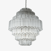Aurora Chandelier Clear Glass Tube Layered Grande Vintage-Neutral Decor