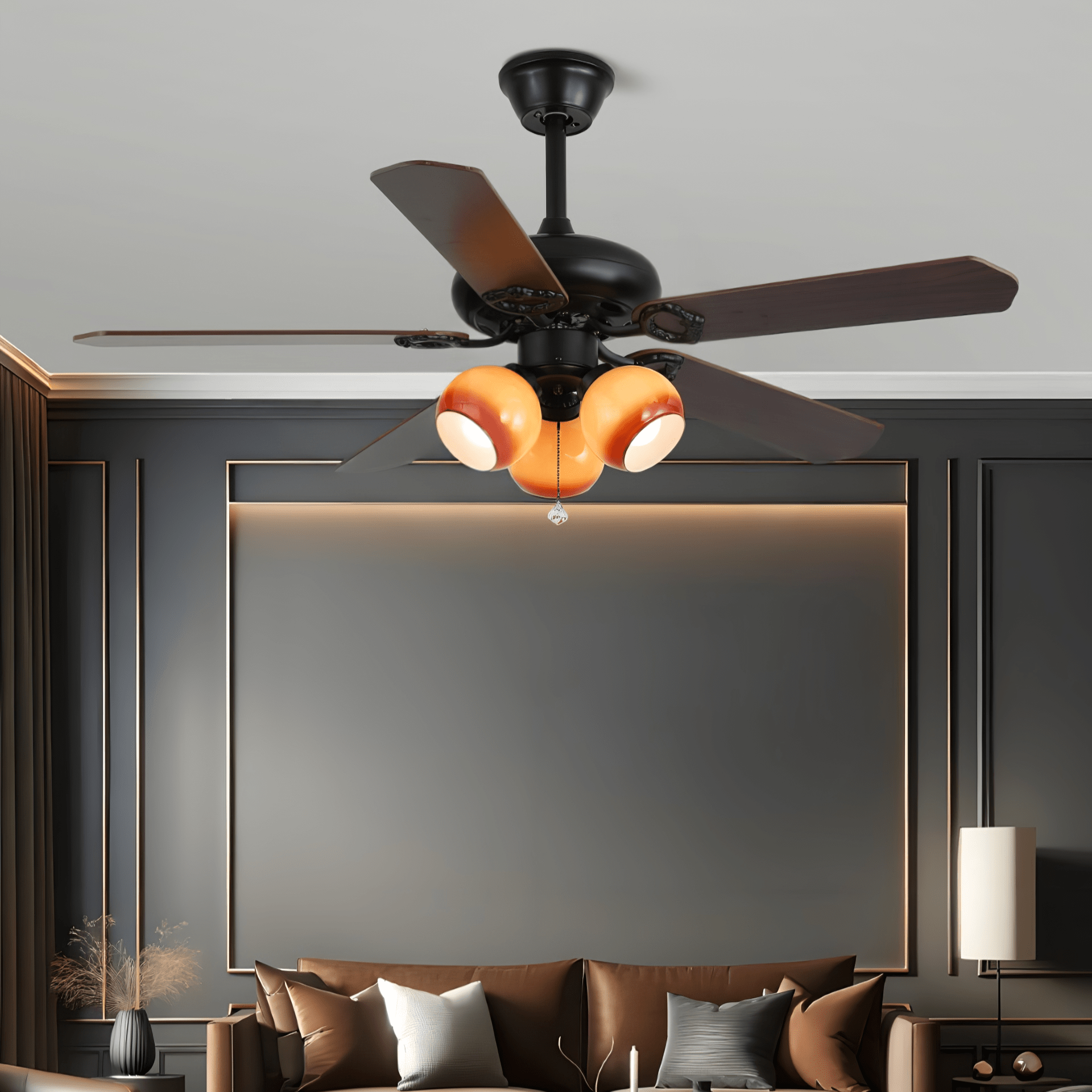 Calviera Vintage Wood Glass Ceiling Fan Light-Neutral Decor