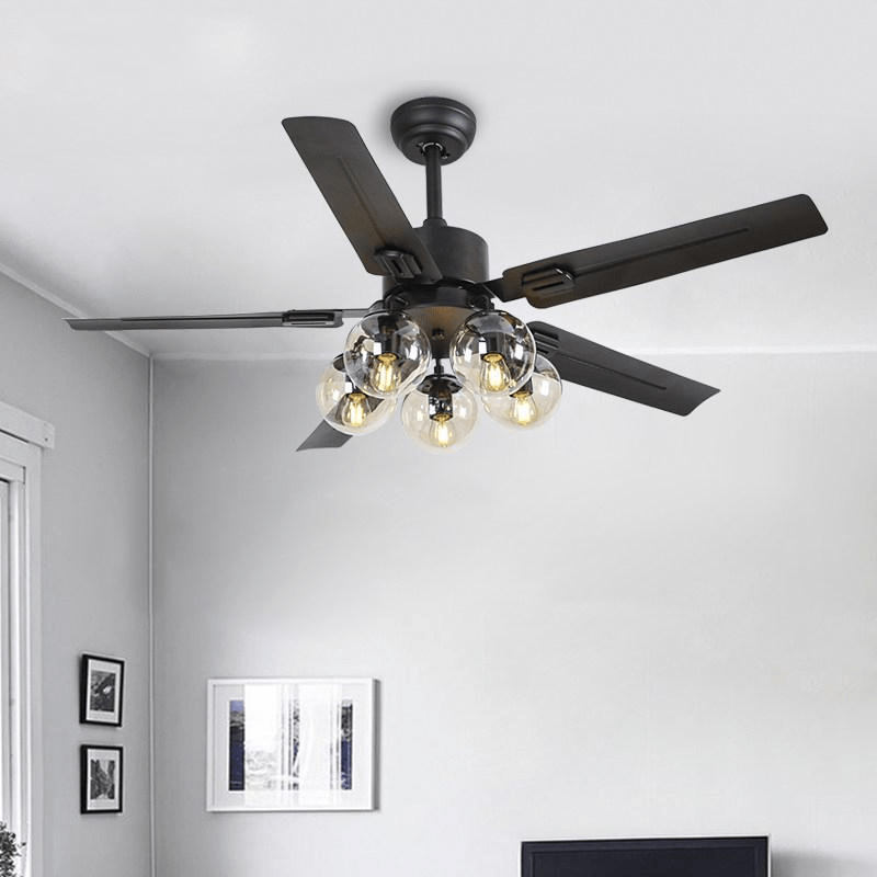 Zazoren Vintage Black Glass Ceiling Fan Light-Neutral Decor