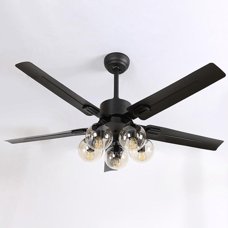 Zazoren Vintage Black Glass Ceiling Fan Light-Neutral Decor