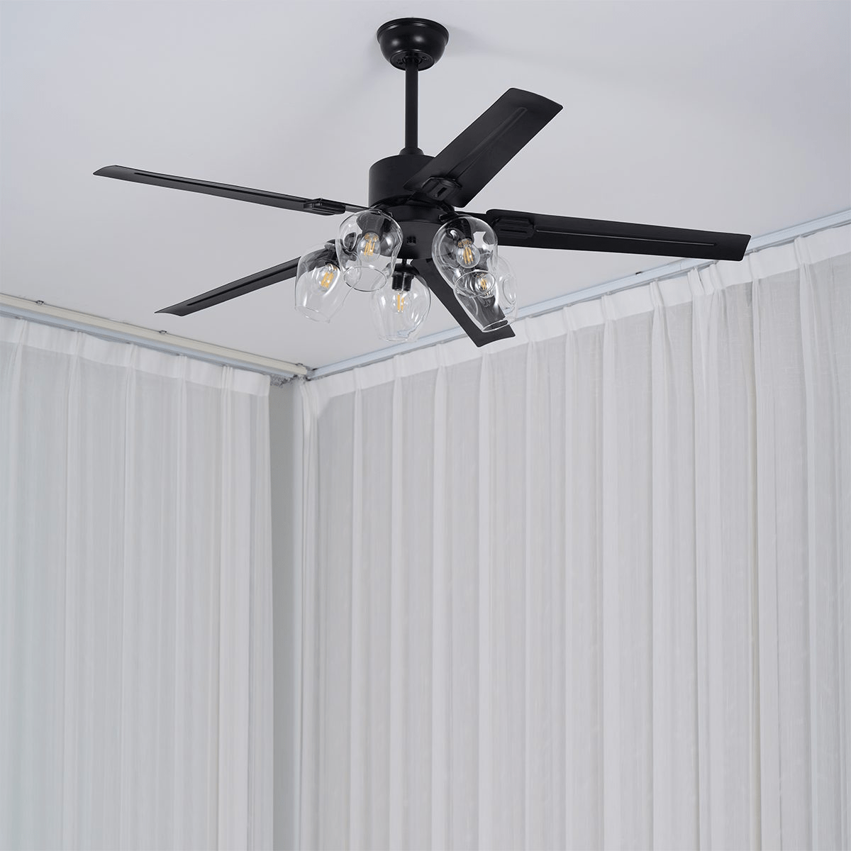 Zazoren Vintage Black Glass Ceiling Fan Light-Neutral Decor