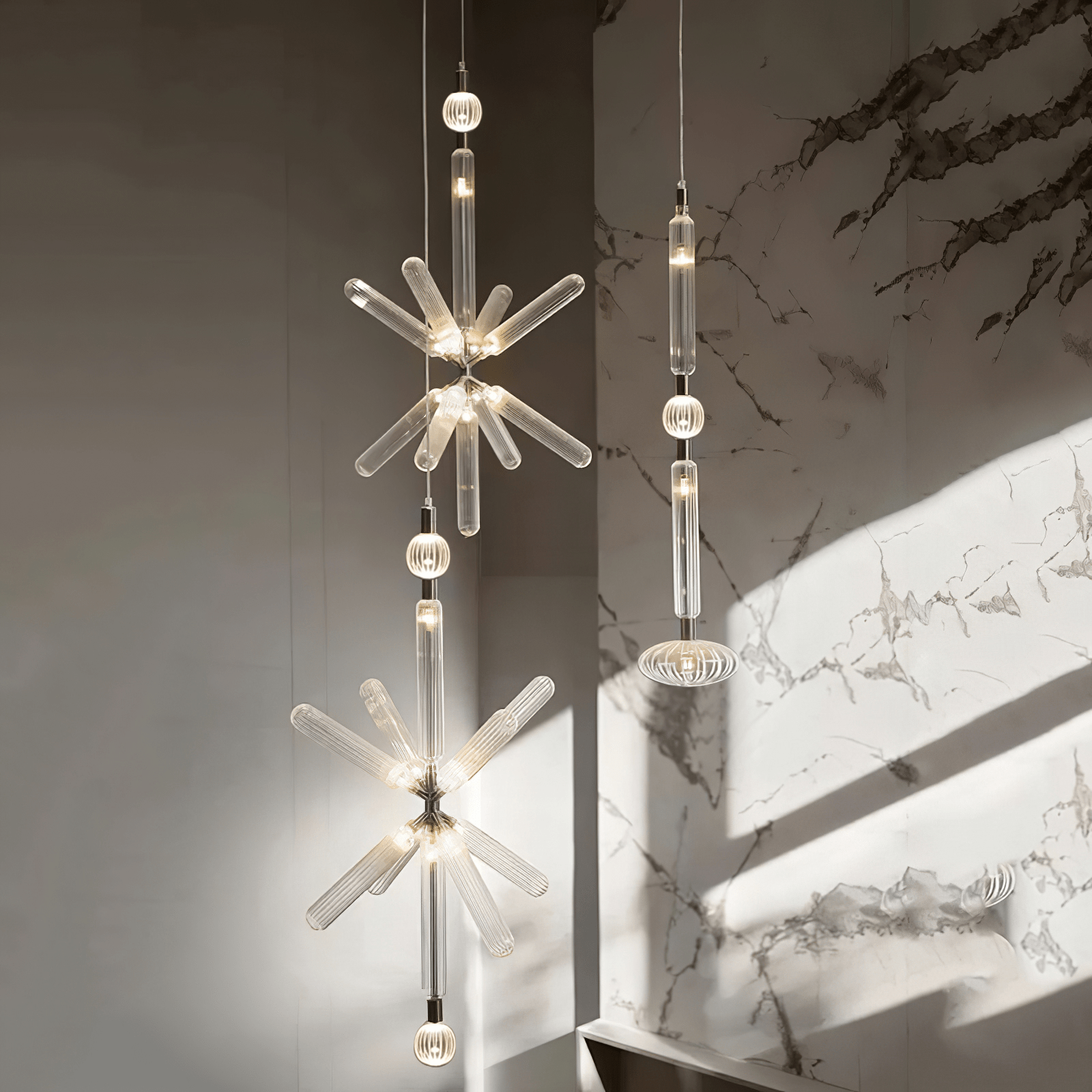 Tika Pendant Lamp Crystal Cylinder Cipher Contemporary-Neutral Decor