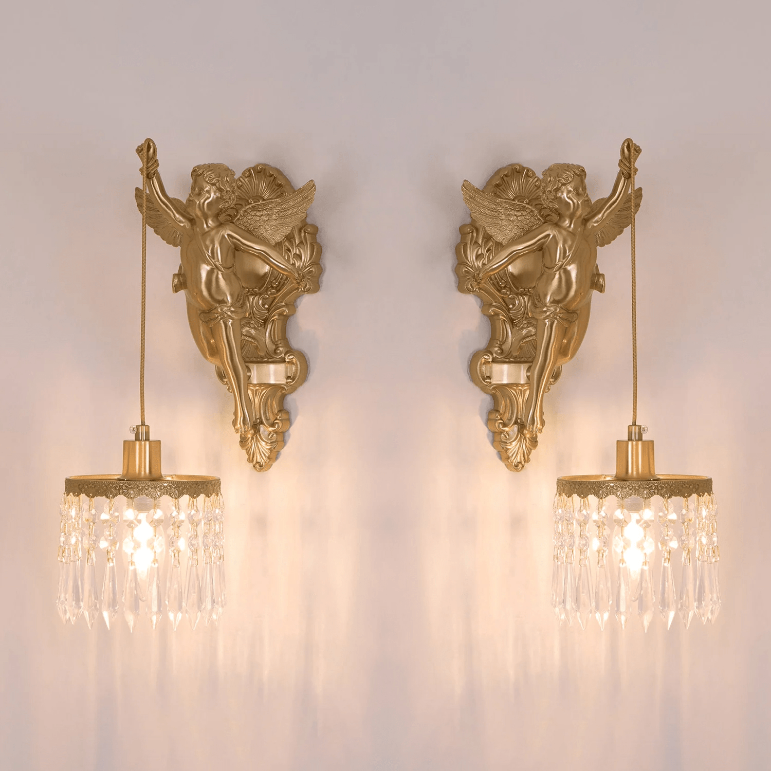 Bex Flying Angel Glass Wall Light-Neutral Decor