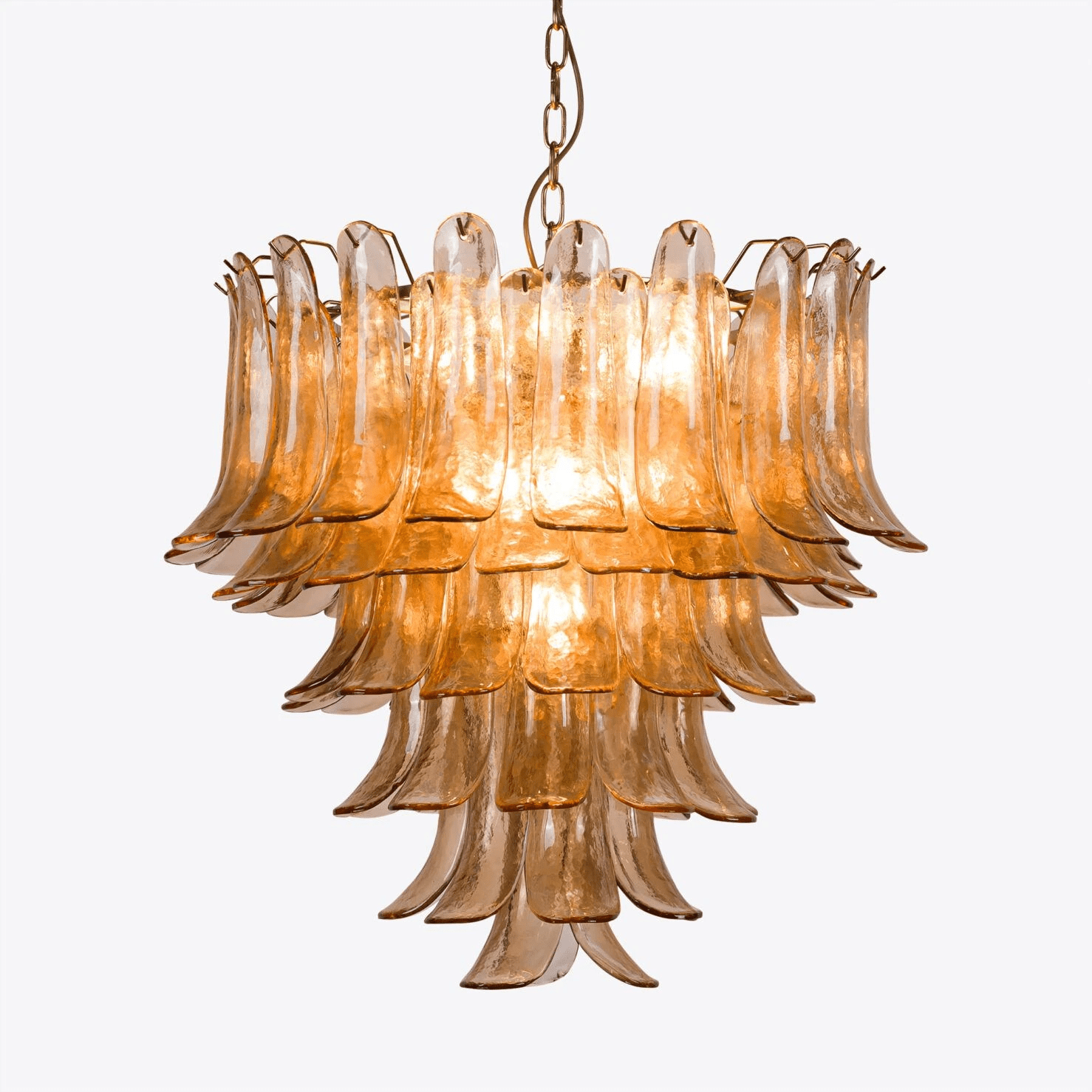 Lykne Chandelier Amber Murano Glass Petal Mid Century-Neutral Decor