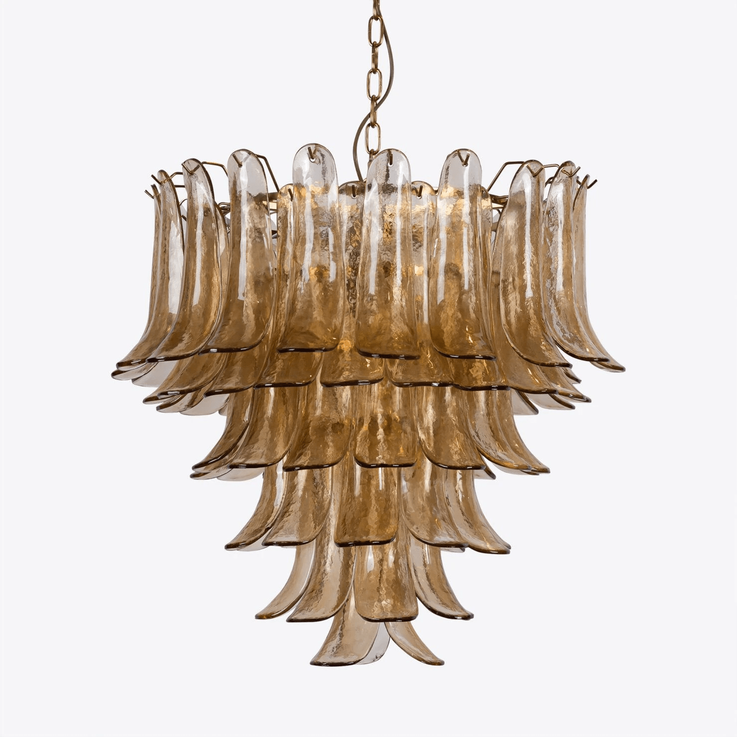 Lykne Chandelier Amber Murano Glass Petal Mid Century-Neutral Decor