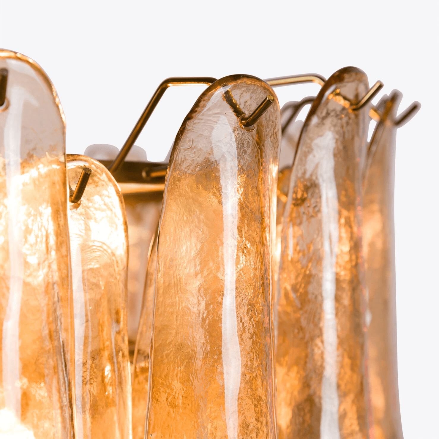 Lykne Chandelier Amber Murano Glass Petal Mid Century-Neutral Decor