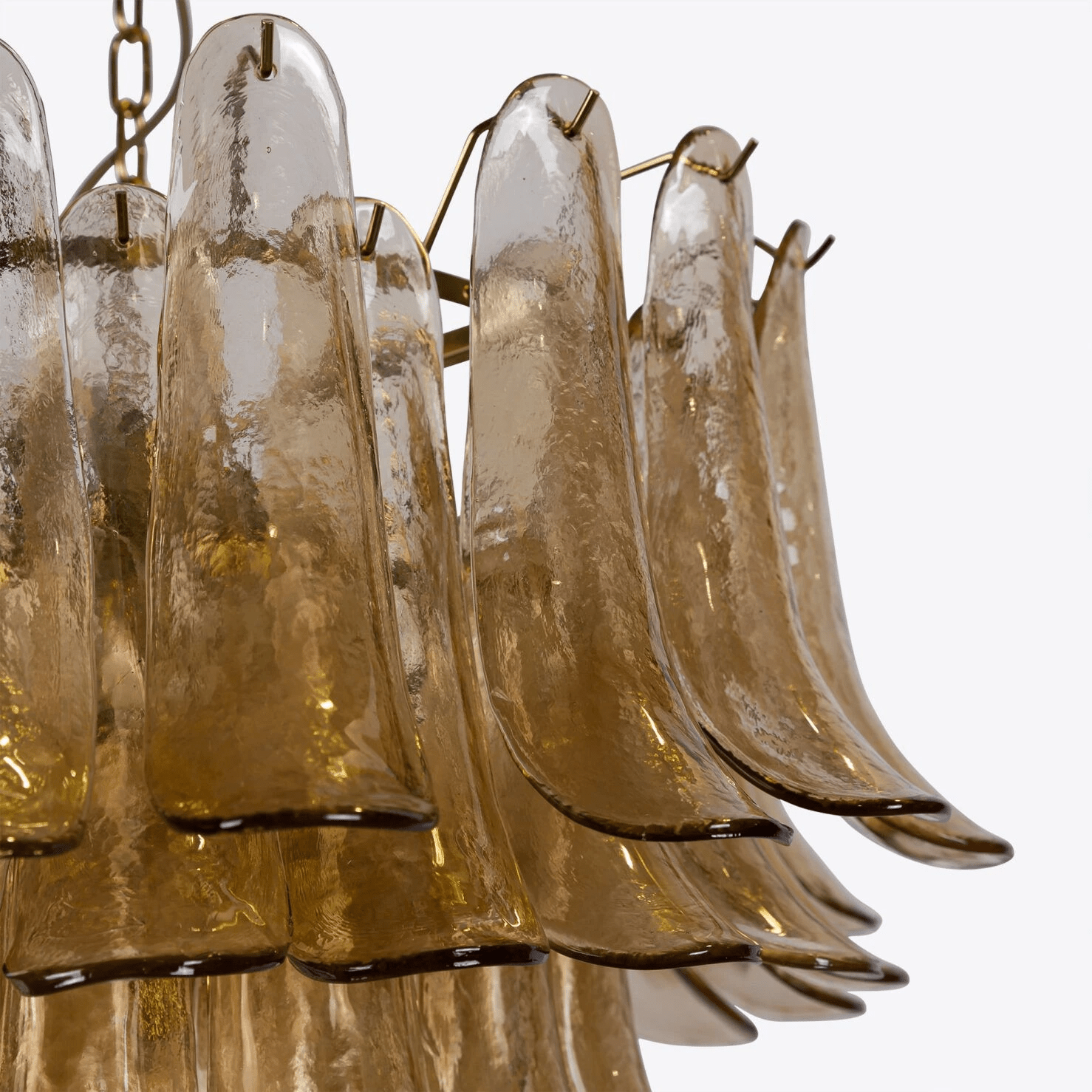 Lykne Chandelier Amber Murano Glass Petal Mid Century-Neutral Decor