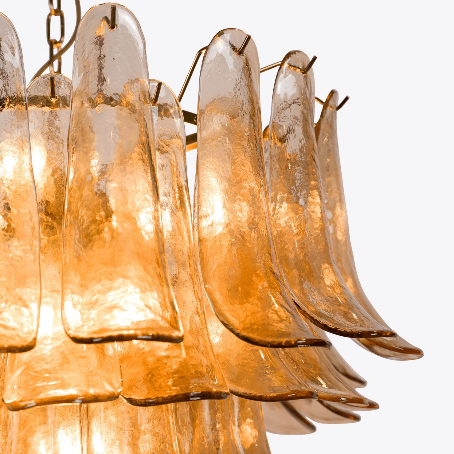 Lykne Chandelier Amber Murano Glass Petal Mid Century-Neutral Decor