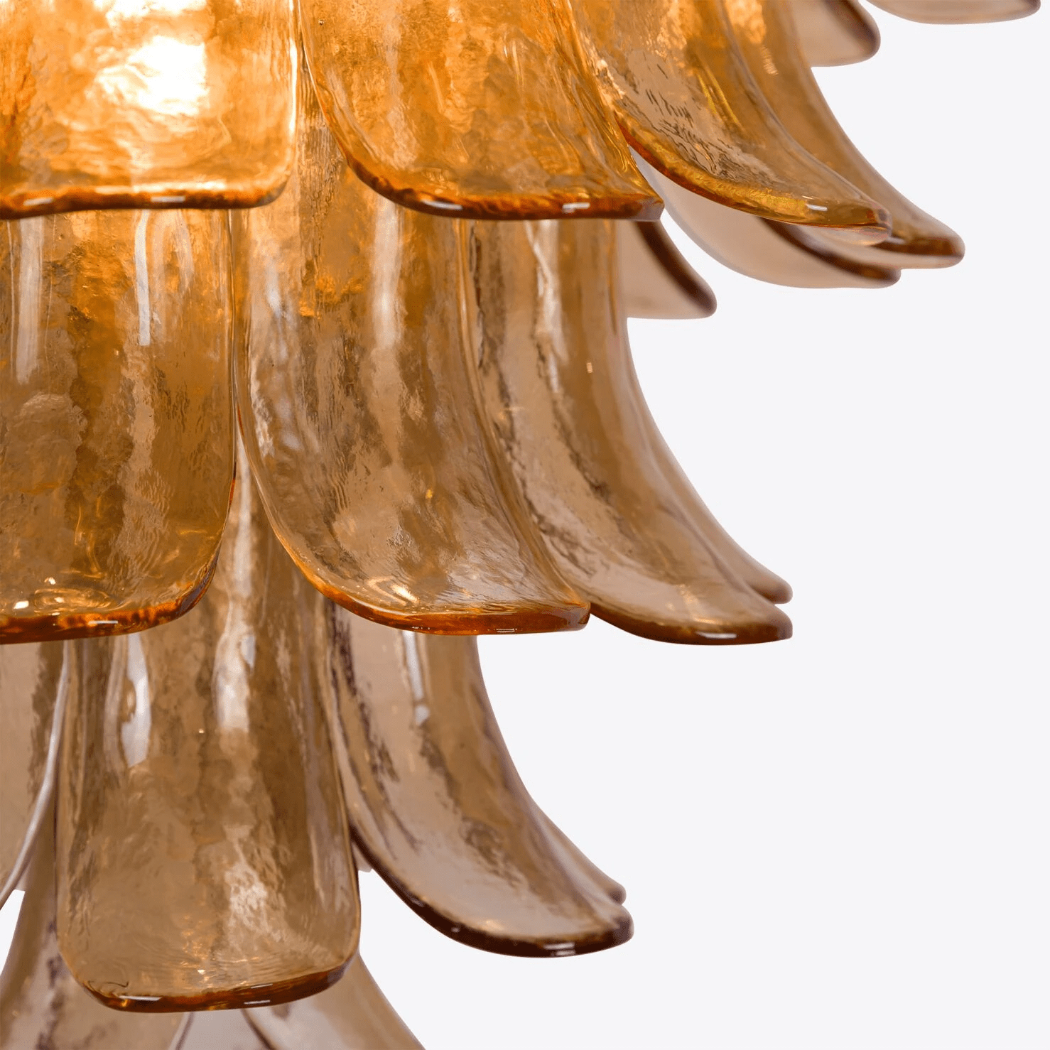 Lykne Chandelier Amber Murano Glass Petal Mid Century-Neutral Decor