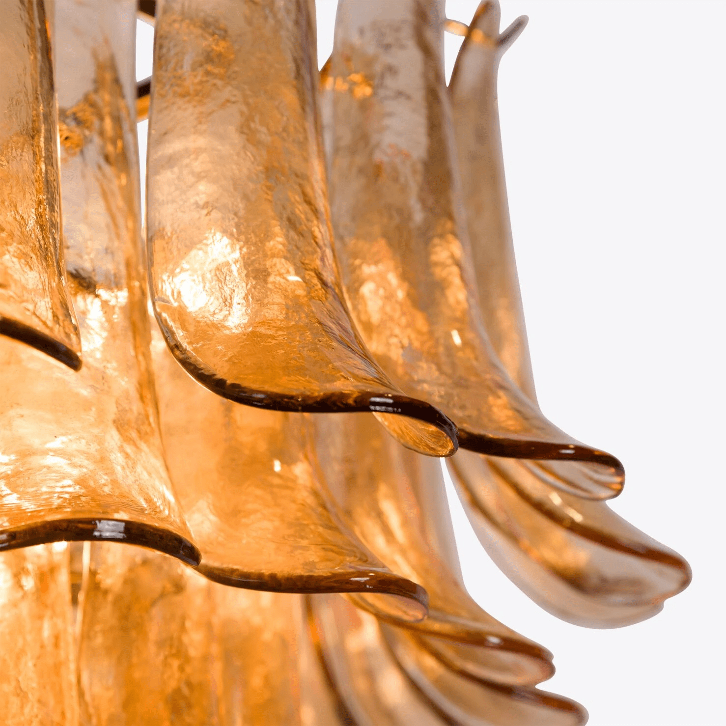 Lykne Chandelier Amber Murano Glass Petal Mid Century-Neutral Decor