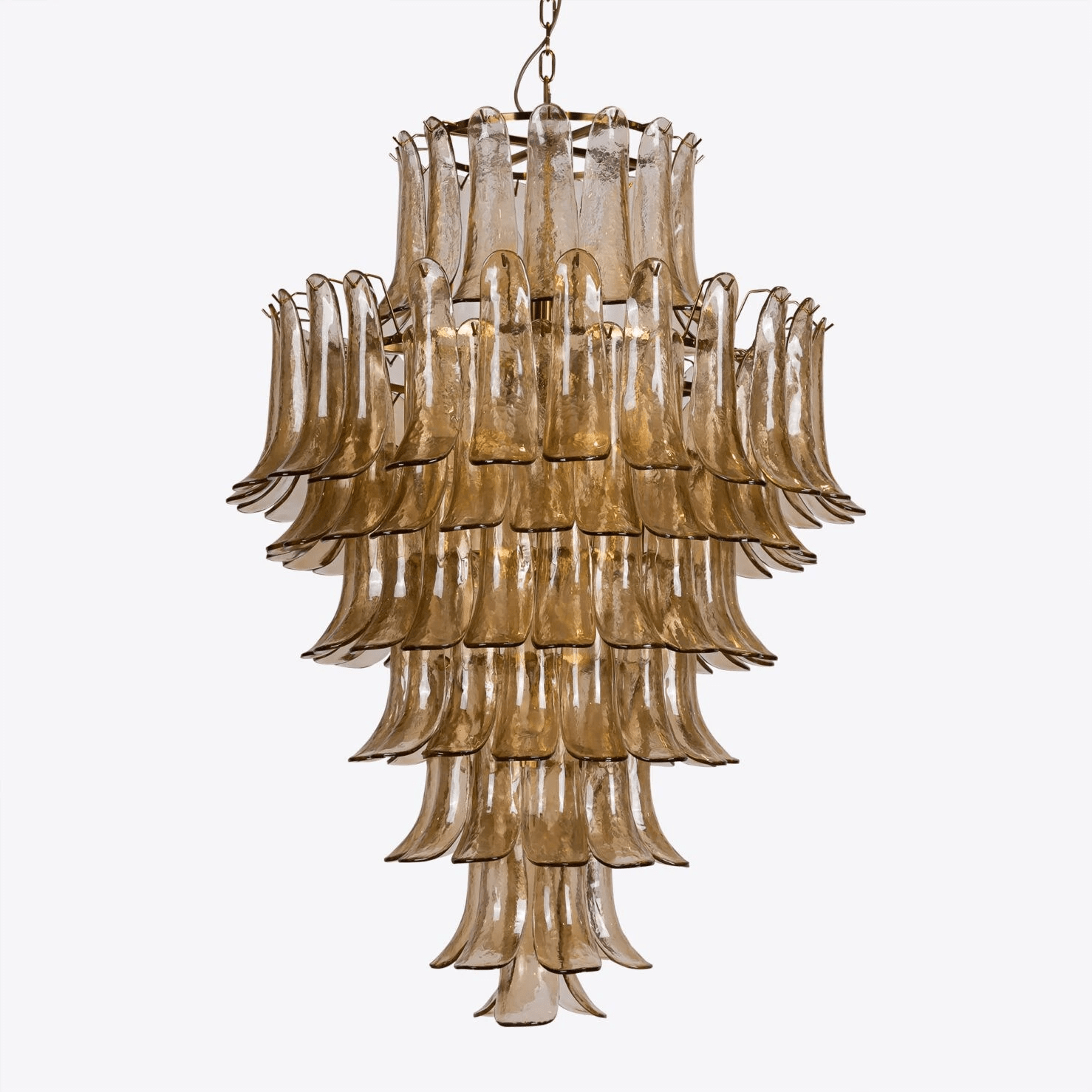 Lykne Chandelier Amber Murano Glass Petal Mid Century-Neutral Decor