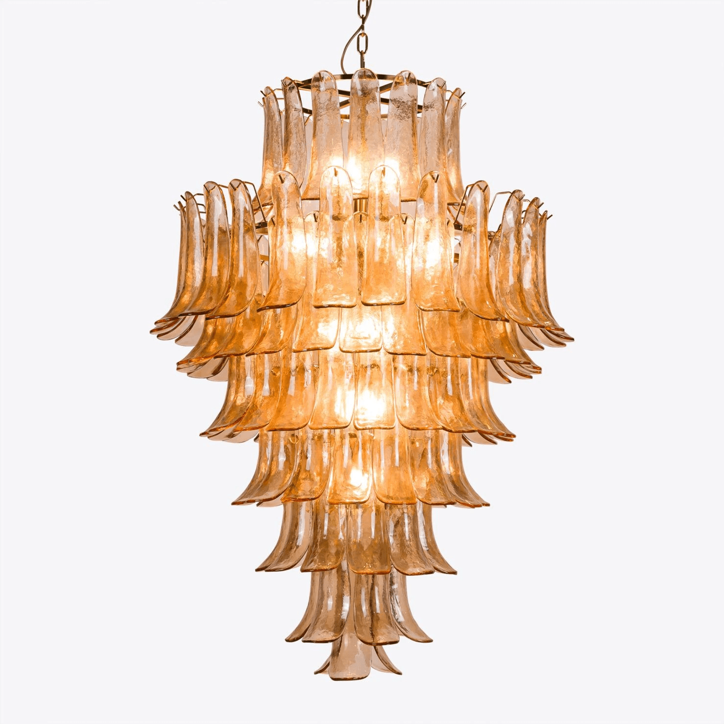 Lykne Chandelier Amber Murano Glass Petal Mid Century-Neutral Decor