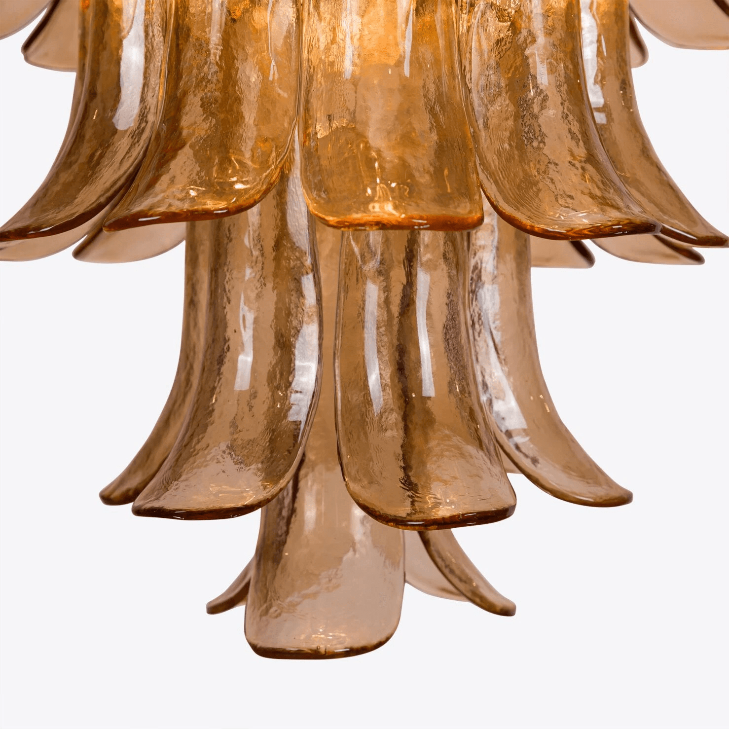 Lykne Chandelier Amber Murano Glass Petal Mid Century-Neutral Decor