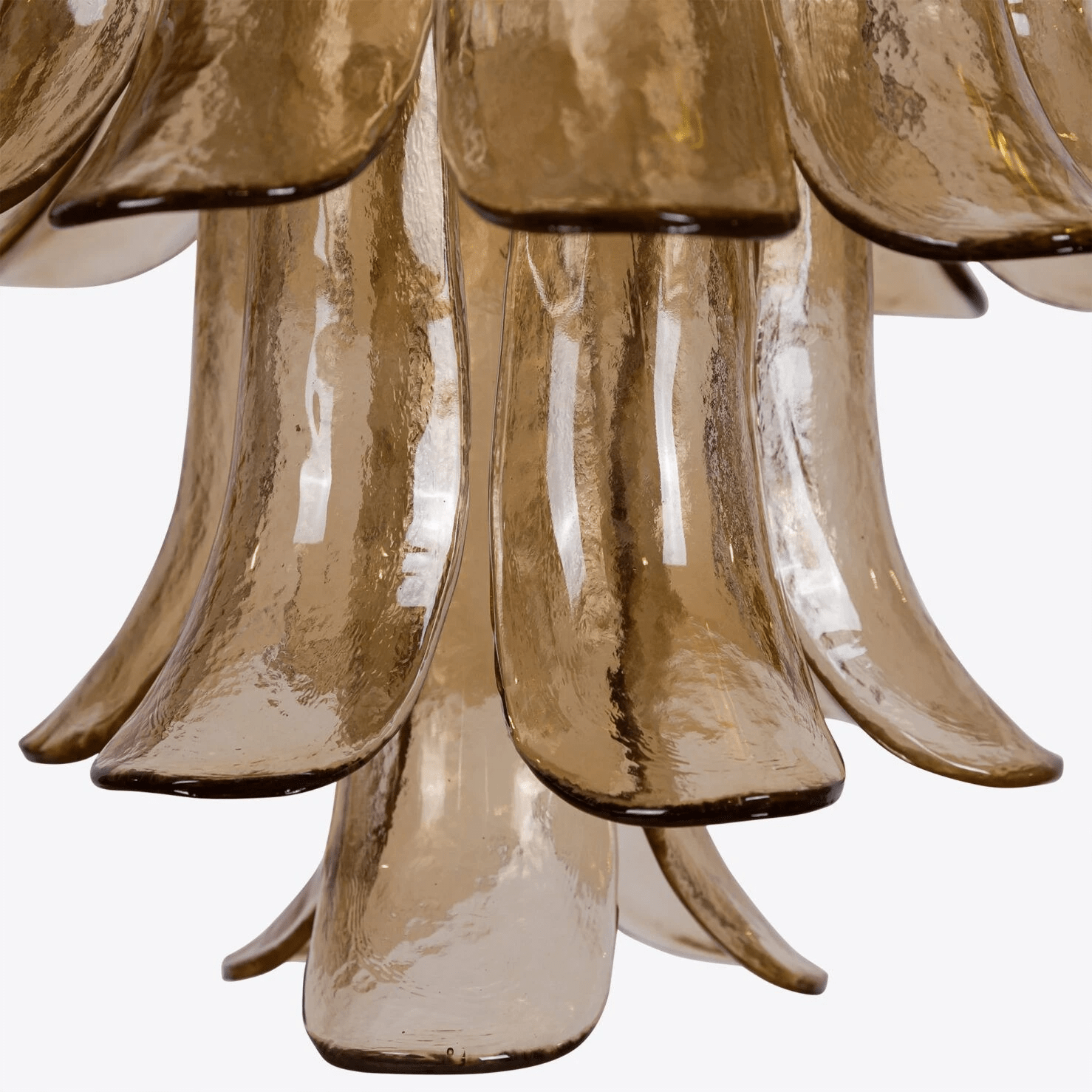 Lykne Chandelier Amber Murano Glass Petal Mid Century-Neutral Decor