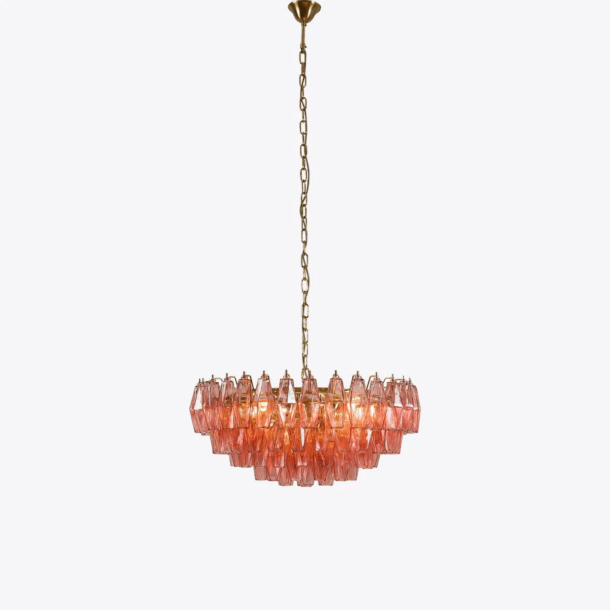 Aurora Chandelier Pink Polygon Glass Tiered Modern Artistic-Neutral Decor