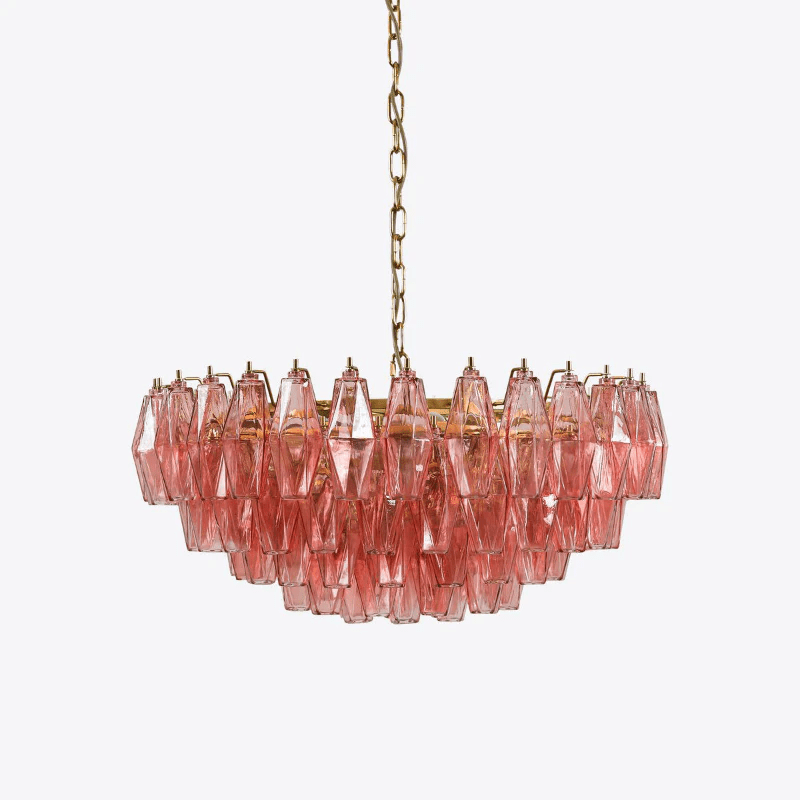 Aurora Chandelier Pink Polygon Glass Tiered Modern Artistic-Neutral Decor