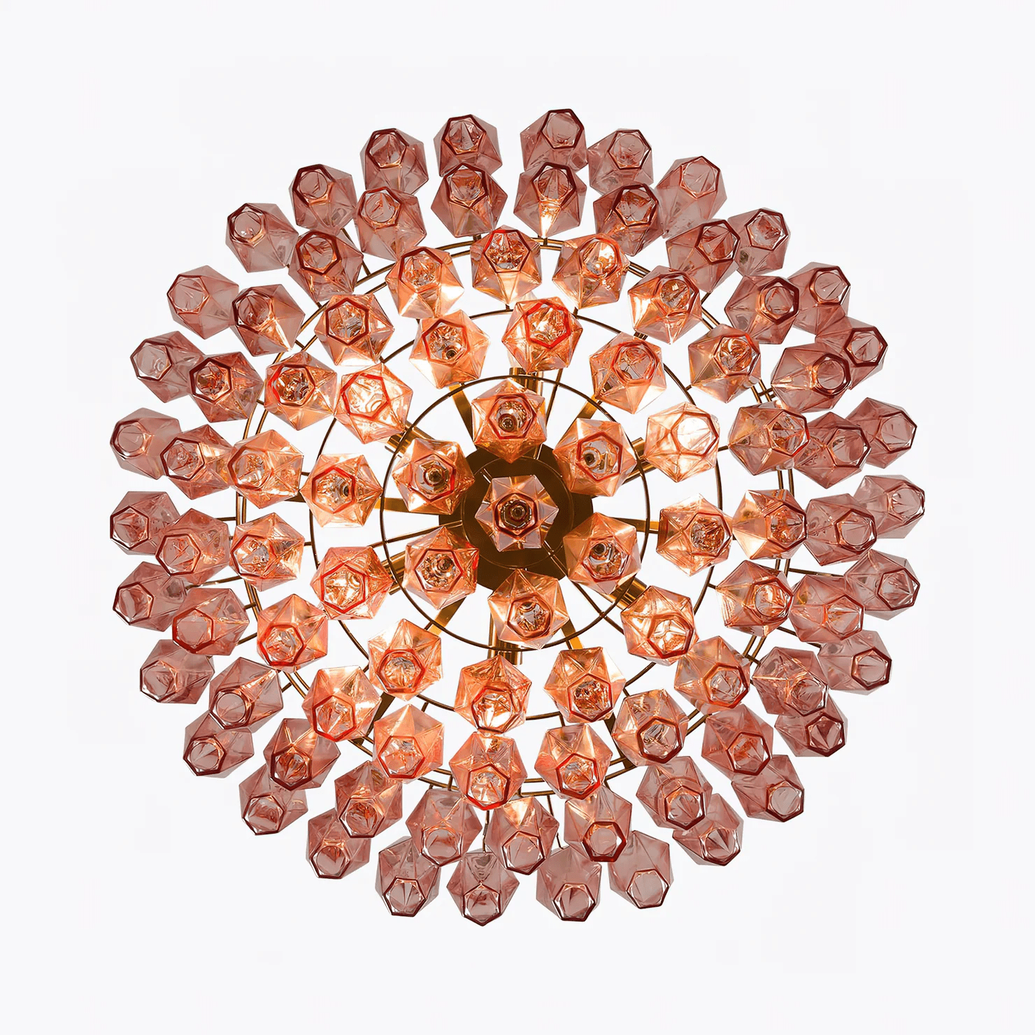 Aurora Chandelier Pink Polygon Glass Tiered Modern Artistic-Neutral Decor