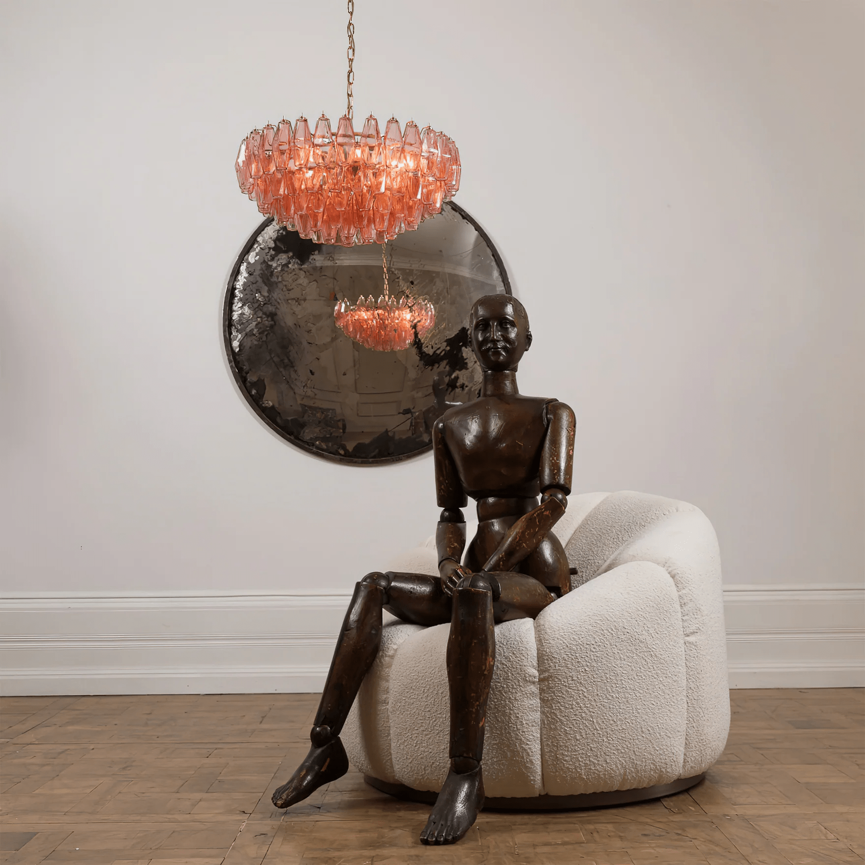 Aurora Chandelier Pink Polygon Glass Tiered Modern Artistic-Neutral Decor