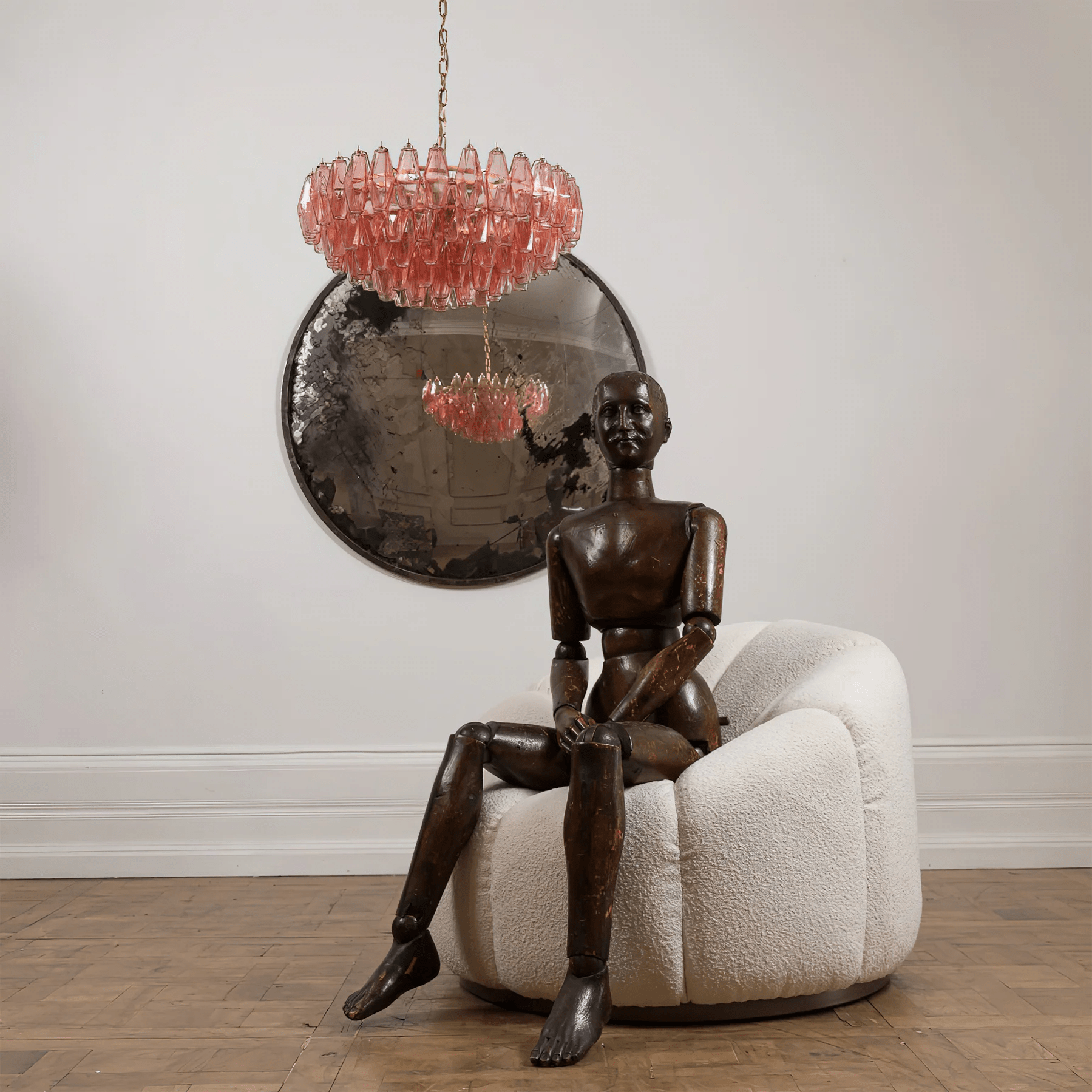 Aurora Chandelier Pink Polygon Glass Tiered Modern Artistic-Neutral Decor