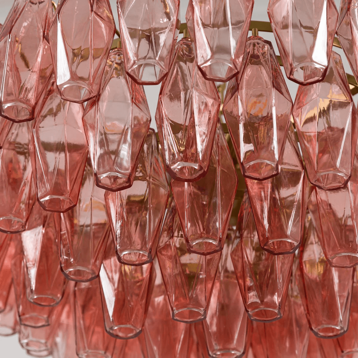 Aurora Chandelier Pink Polygon Glass Tiered Modern Artistic-Neutral Decor