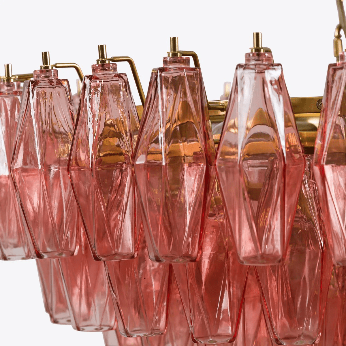 Aurora Chandelier Pink Polygon Glass Tiered Modern Artistic-Neutral Decor