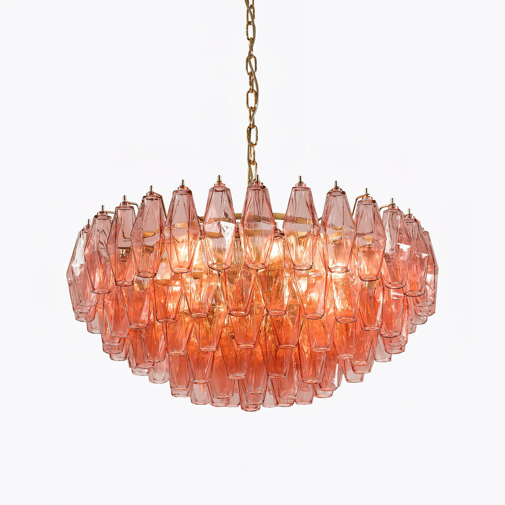 Aurora Chandelier Pink Polygon Glass Tiered Modern Artistic-Neutral Decor