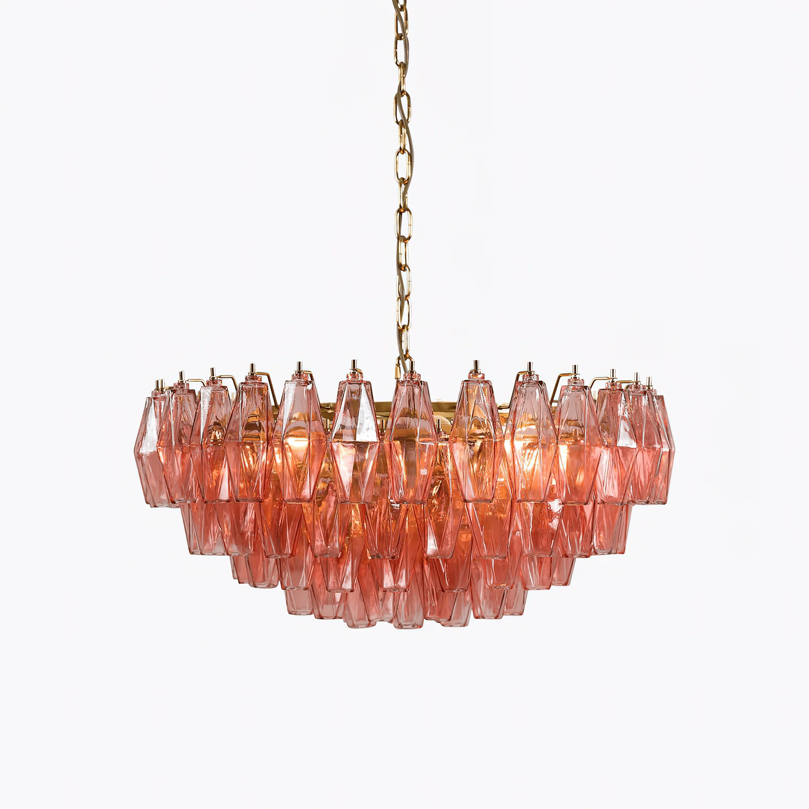 Aurora Chandelier Pink Polygon Glass Tiered Modern Artistic-Neutral Decor