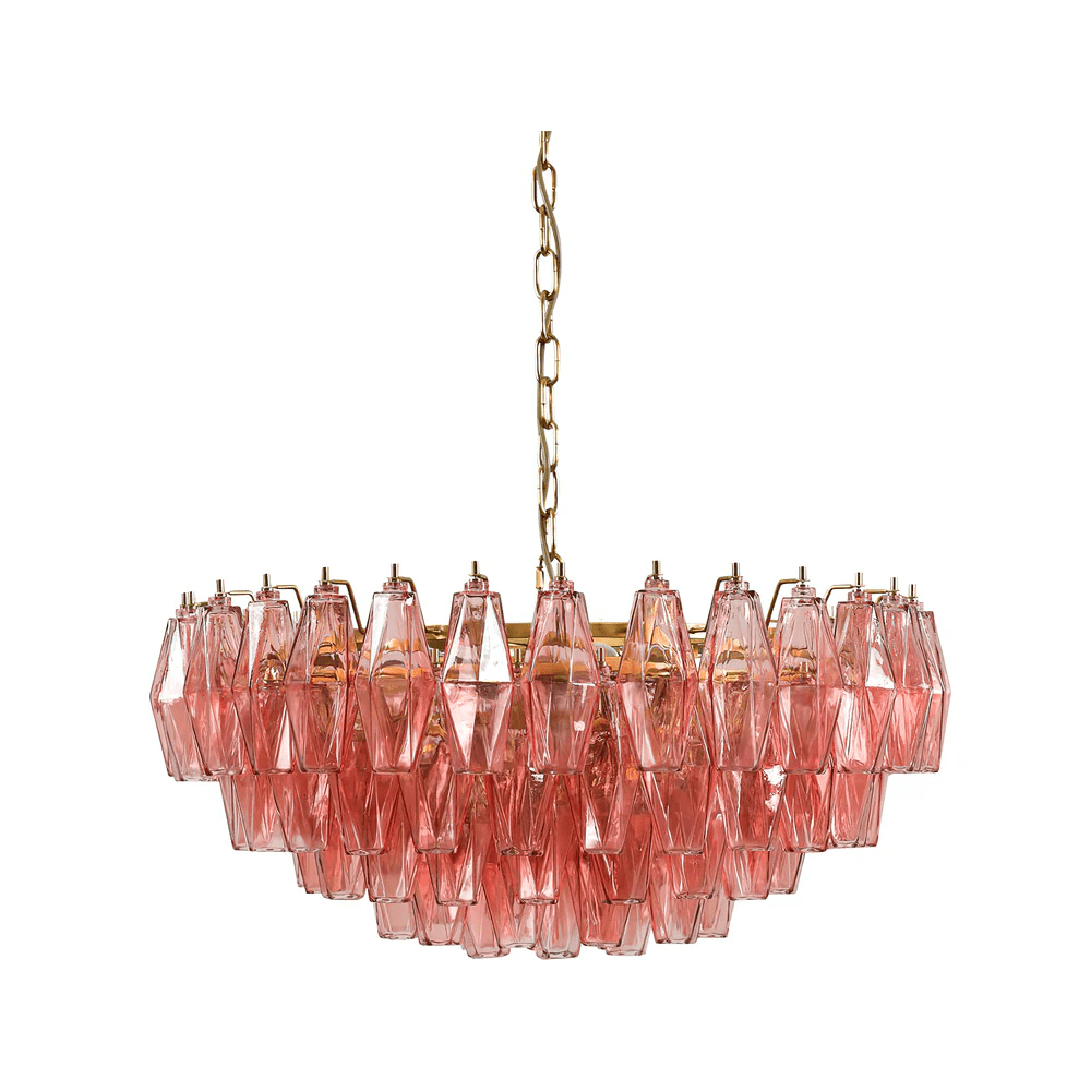 Aurora Chandelier Pink Polygon Glass Tiered Modern Artistic-Neutral Decor